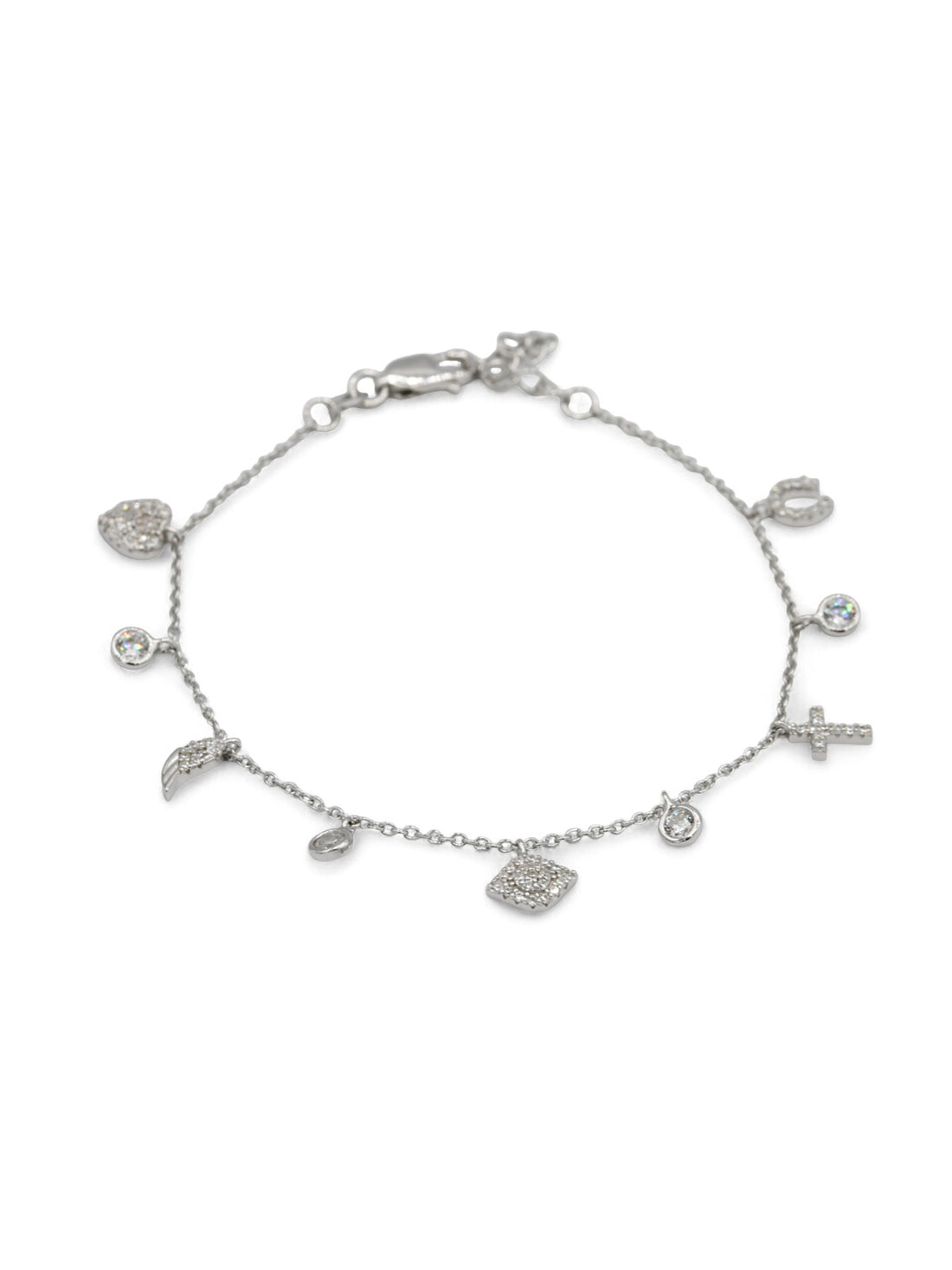 925 Sterling Silver CZ Charms Ladies Bracelet
