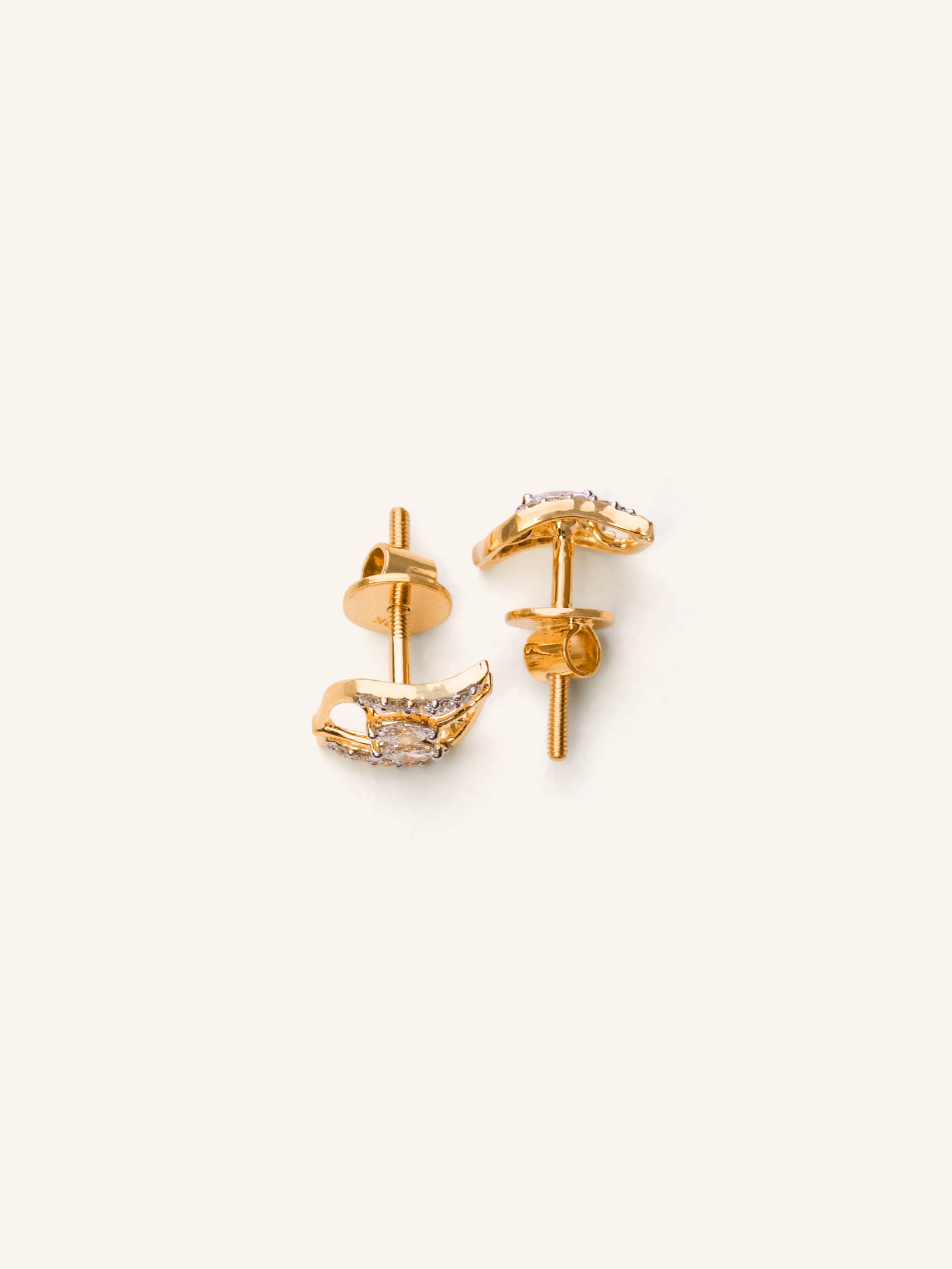 18ct Gold Diamond Stud Earrings - Roop Darshan