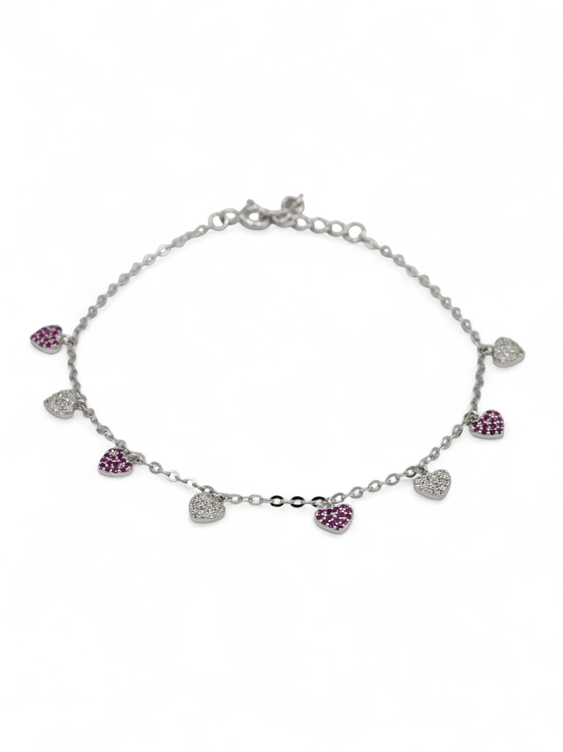 925 Sterling Silver CZ Charms Ladies Bracelet