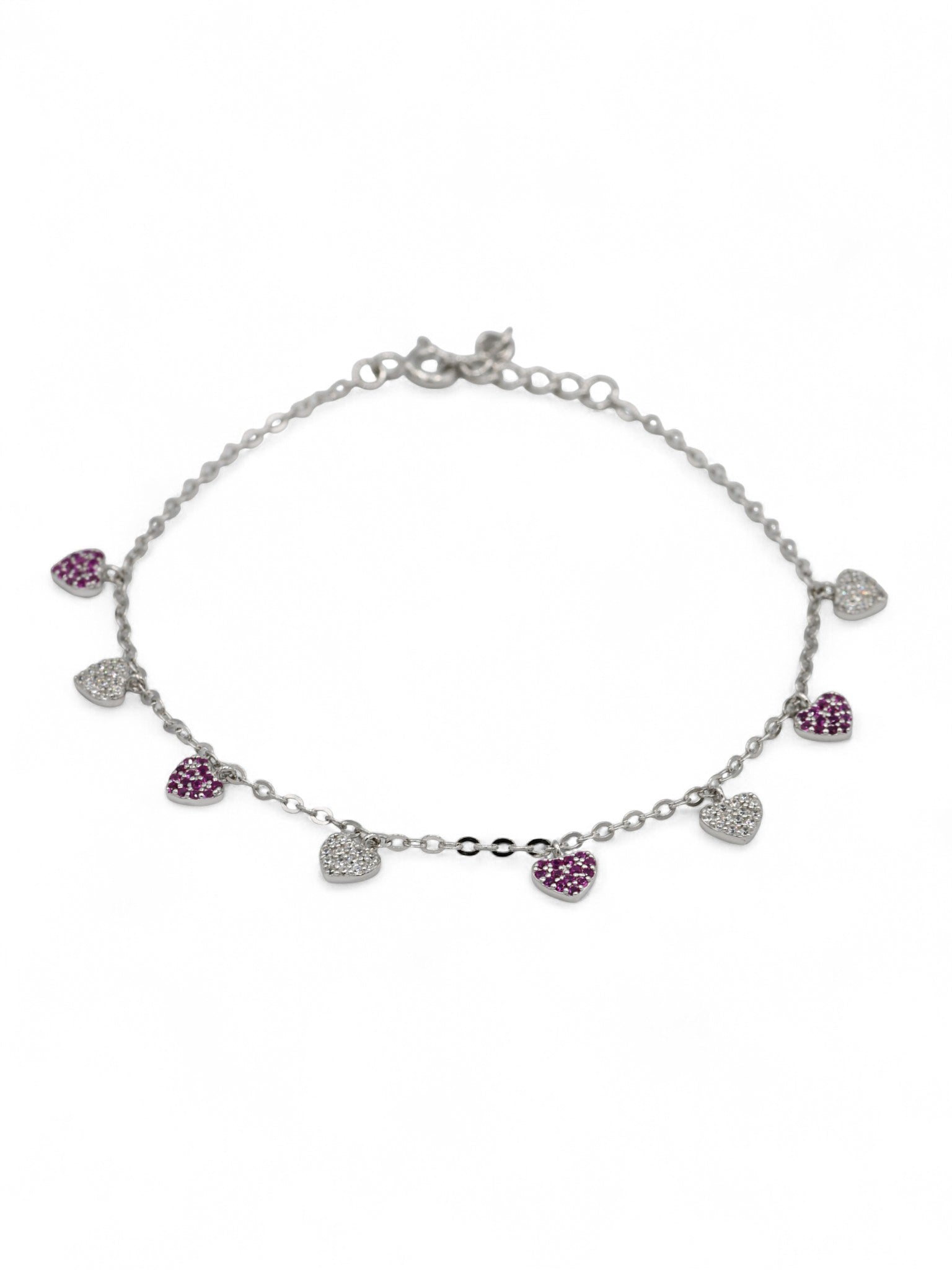 925 Sterling Silver CZ Charms Ladies Bracelet