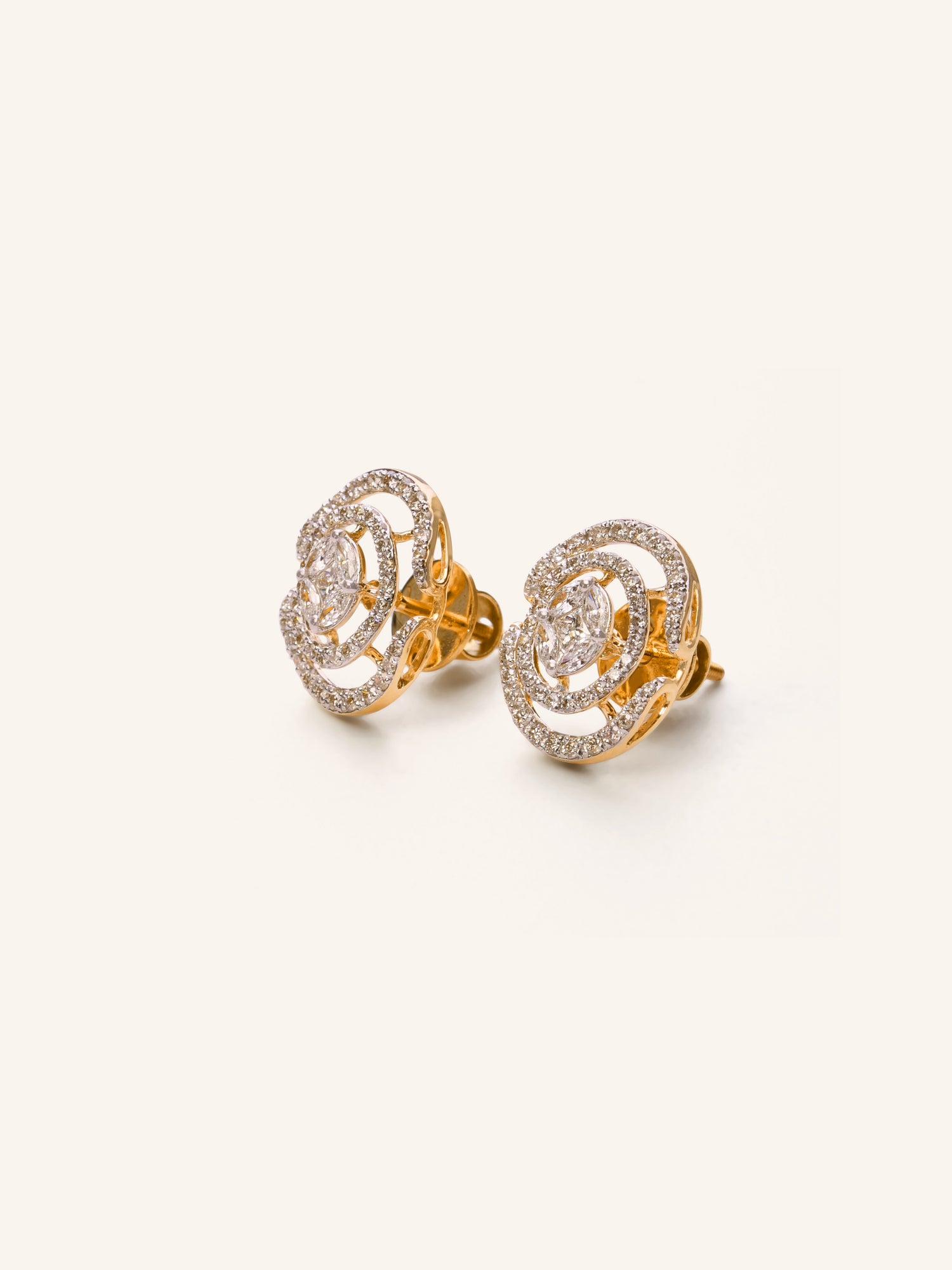 18ct Gold Diamond Stud Earrings - Roop Darshan