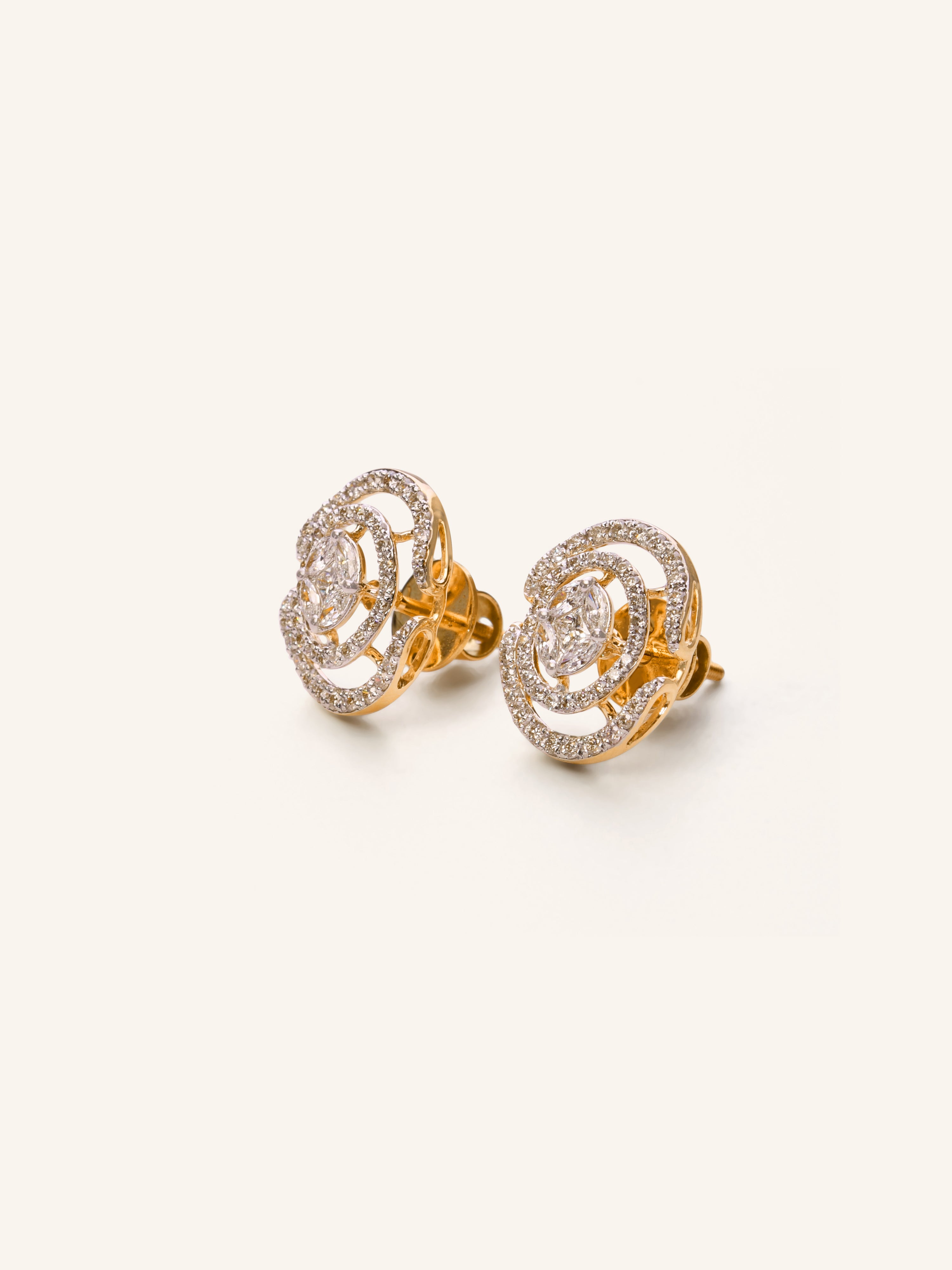 18ct Gold Diamond Stud Earrings - Roop Darshan