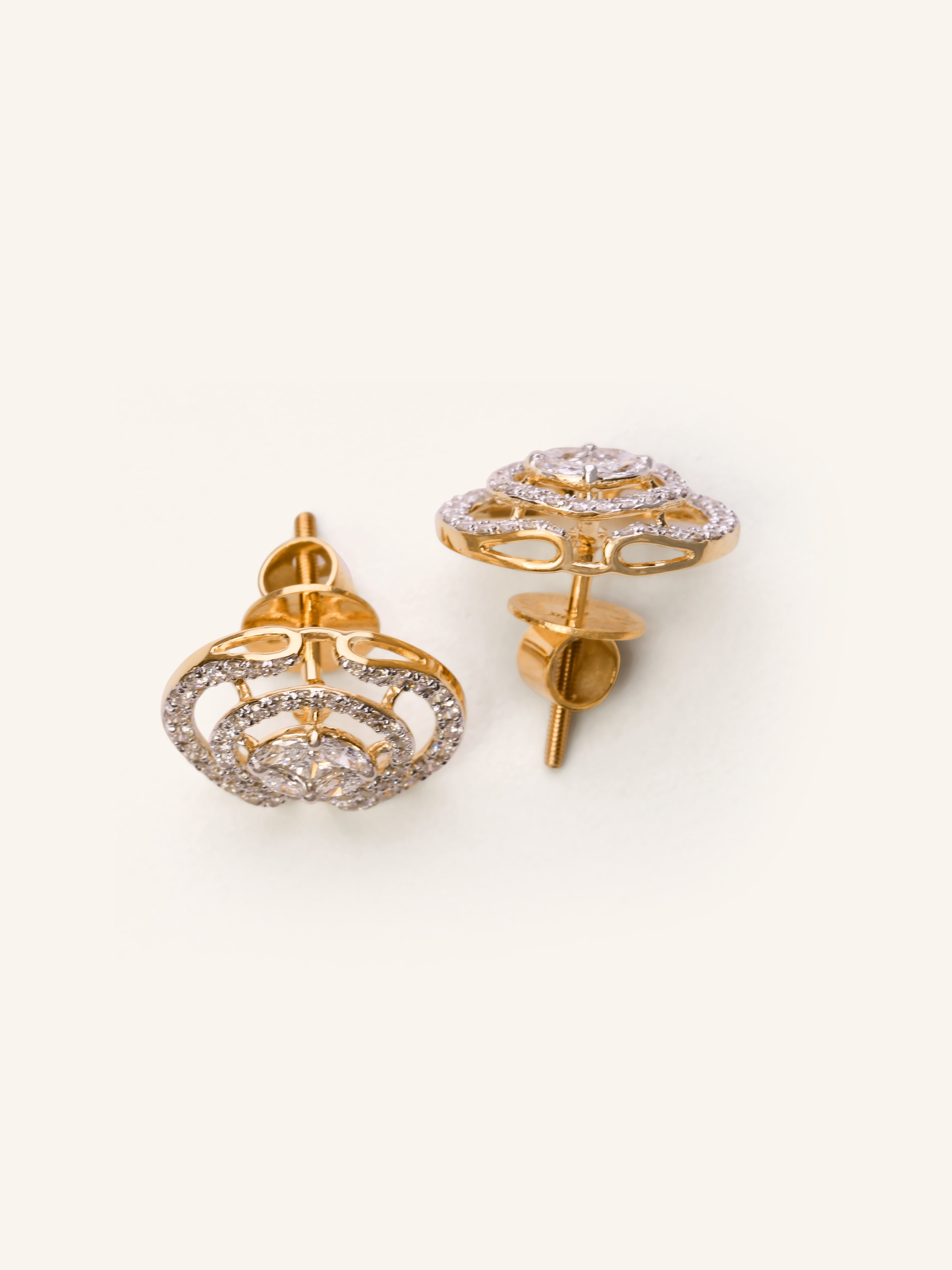 18ct Gold Diamond Stud Earrings - Roop Darshan