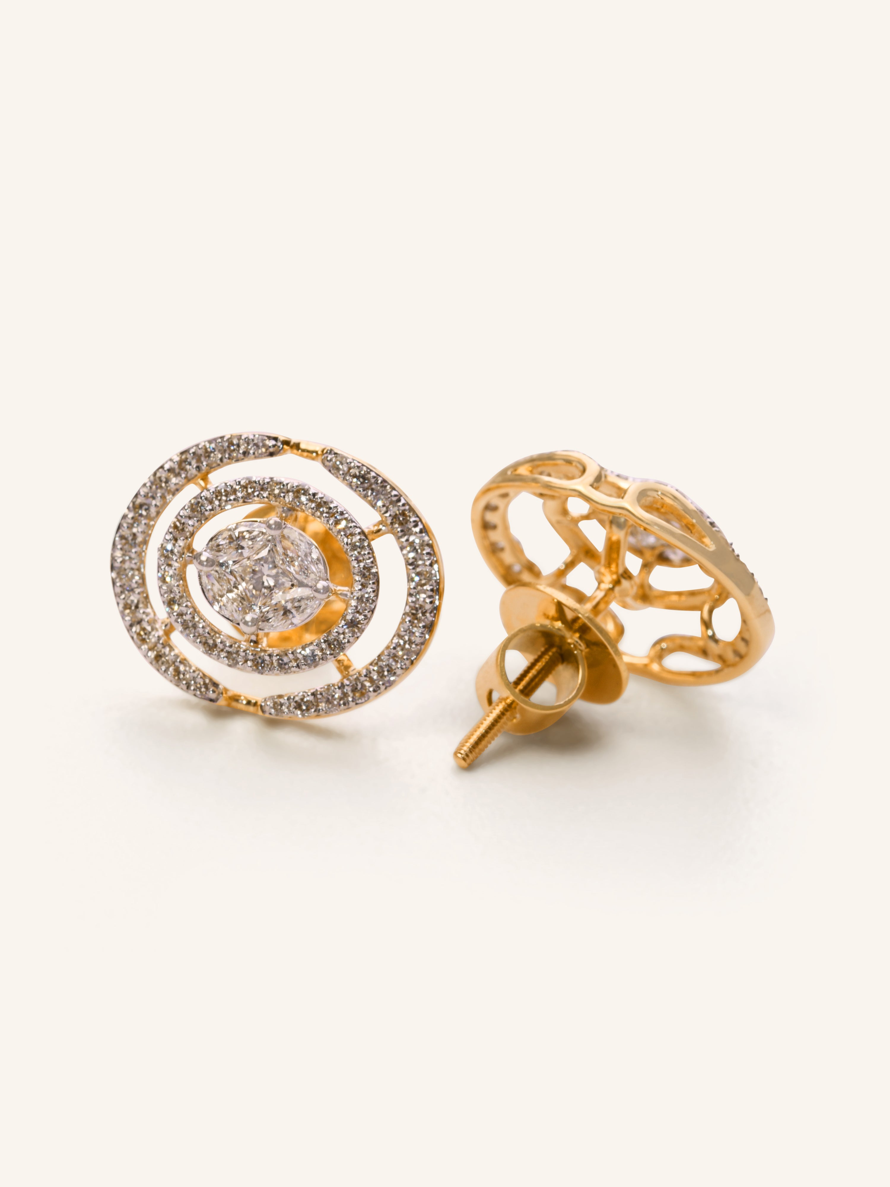 18ct Gold Diamond Stud Earrings - Roop Darshan
