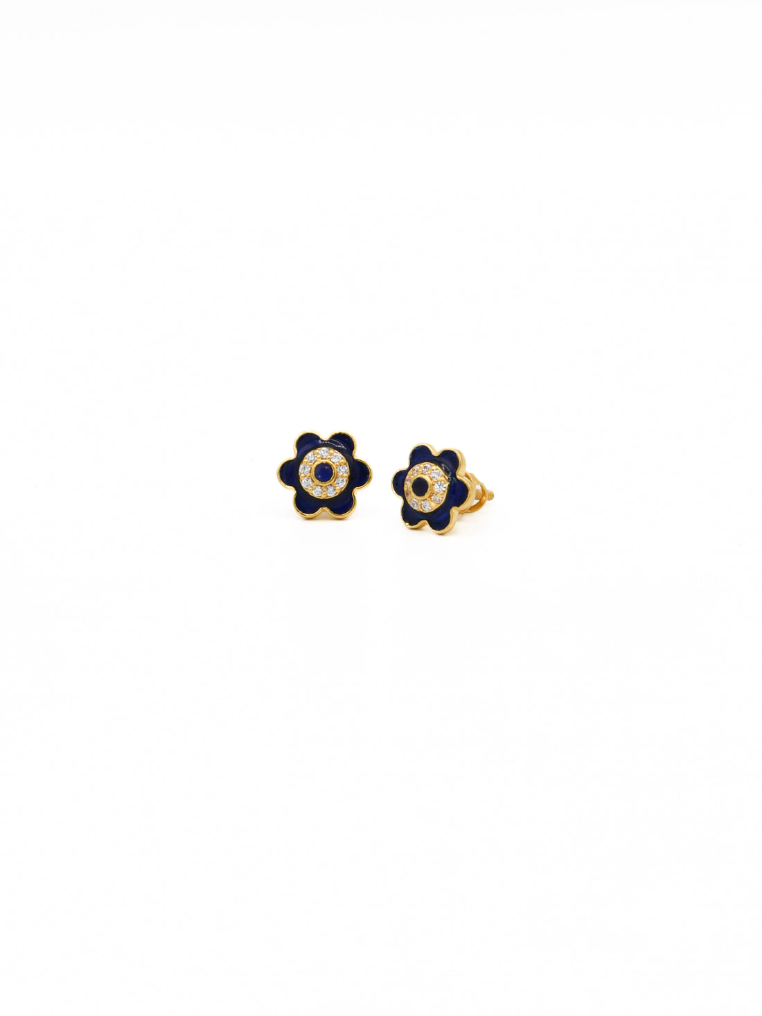 22ct Gold CZ Meena Stud Earrings - Roop Darshan