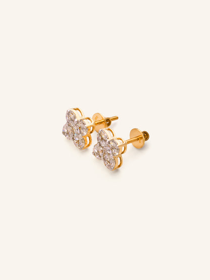18ct Gold Diamond Stud Earrings - Roop Darshan