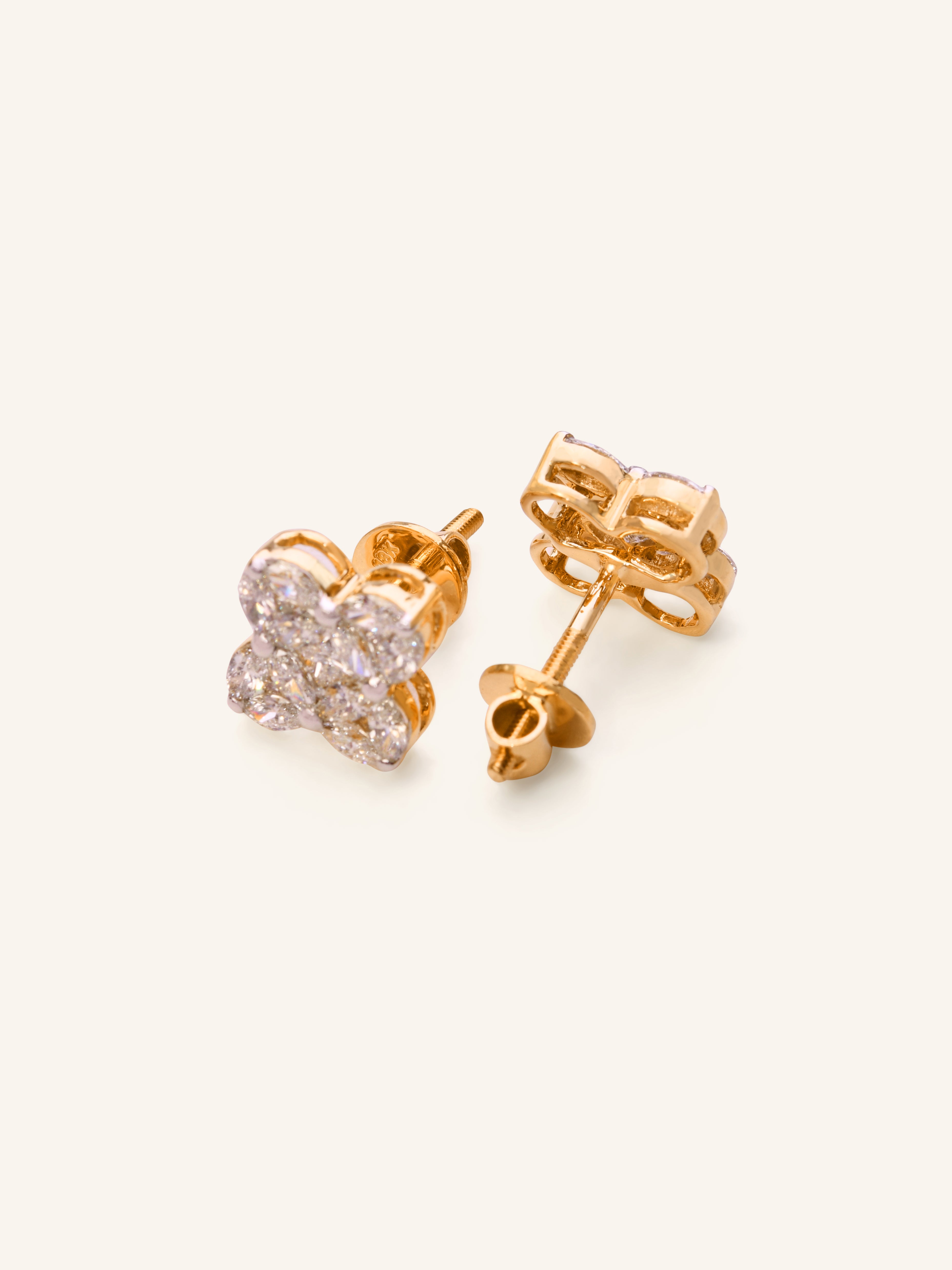 18ct Gold Diamond Stud Earrings - Roop Darshan