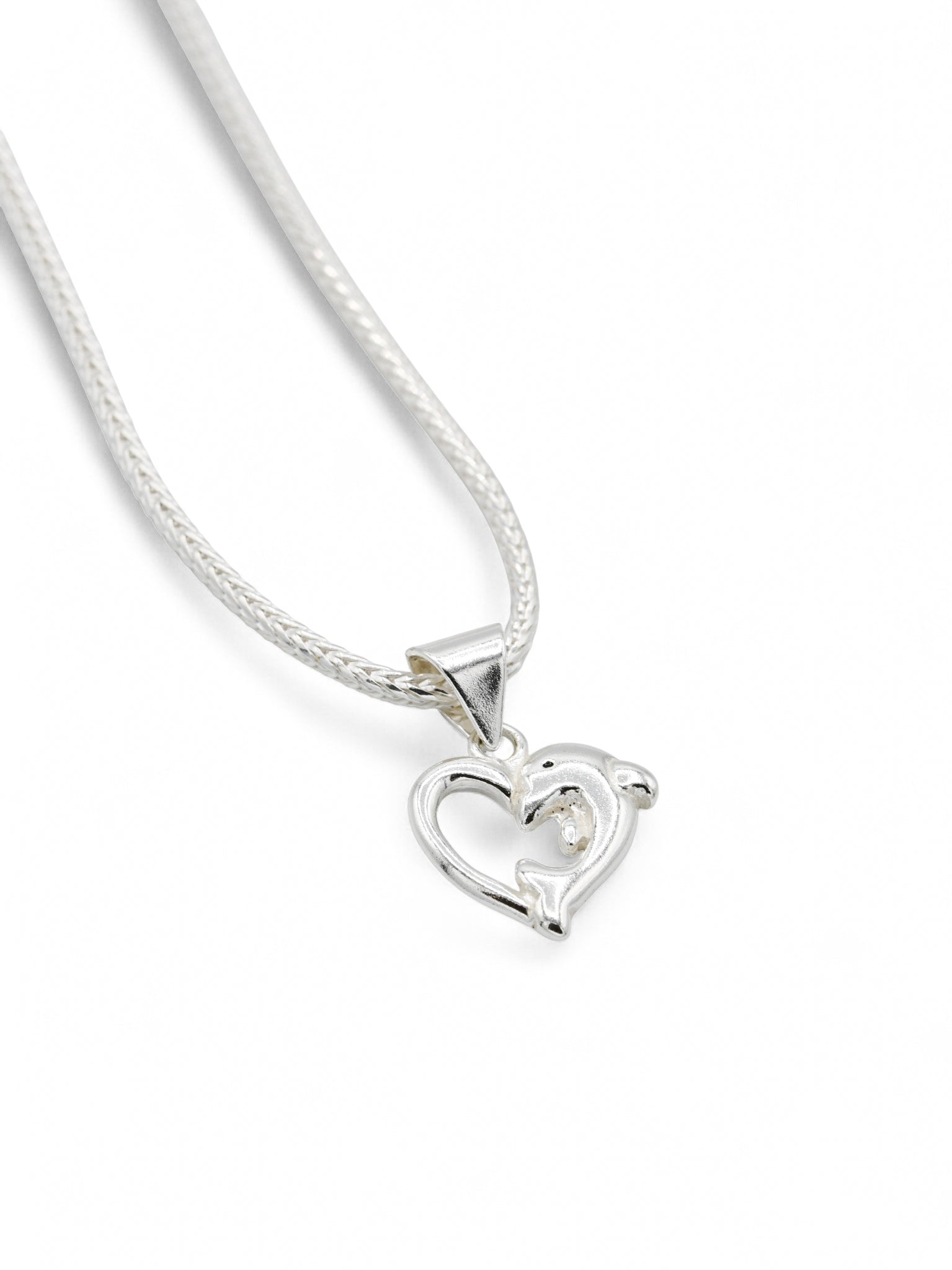 925 Sterling Silver Heart Dolphin Pendant - Roop Darshan