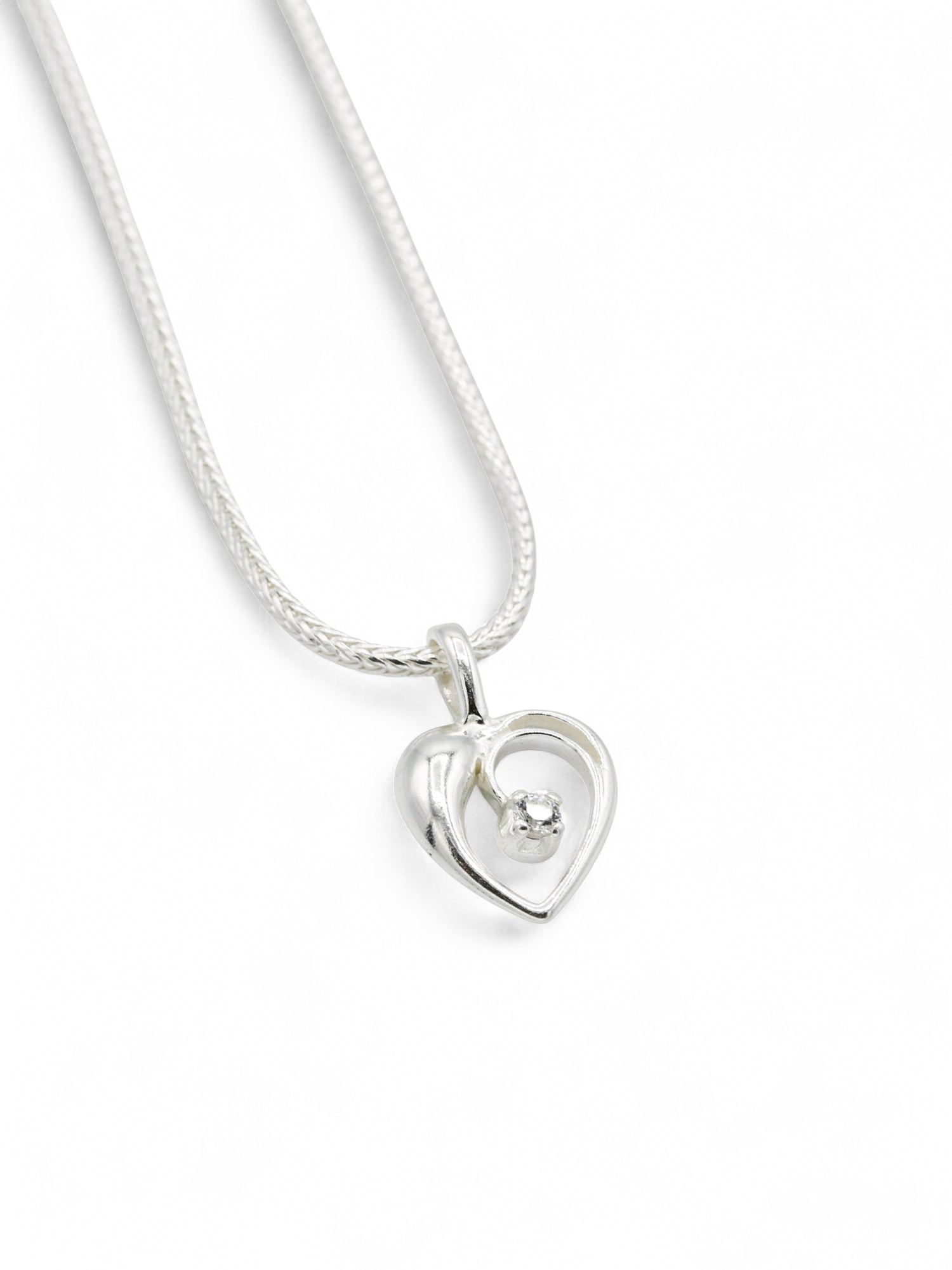 925 Sterling Silver CZ Heart Pendant