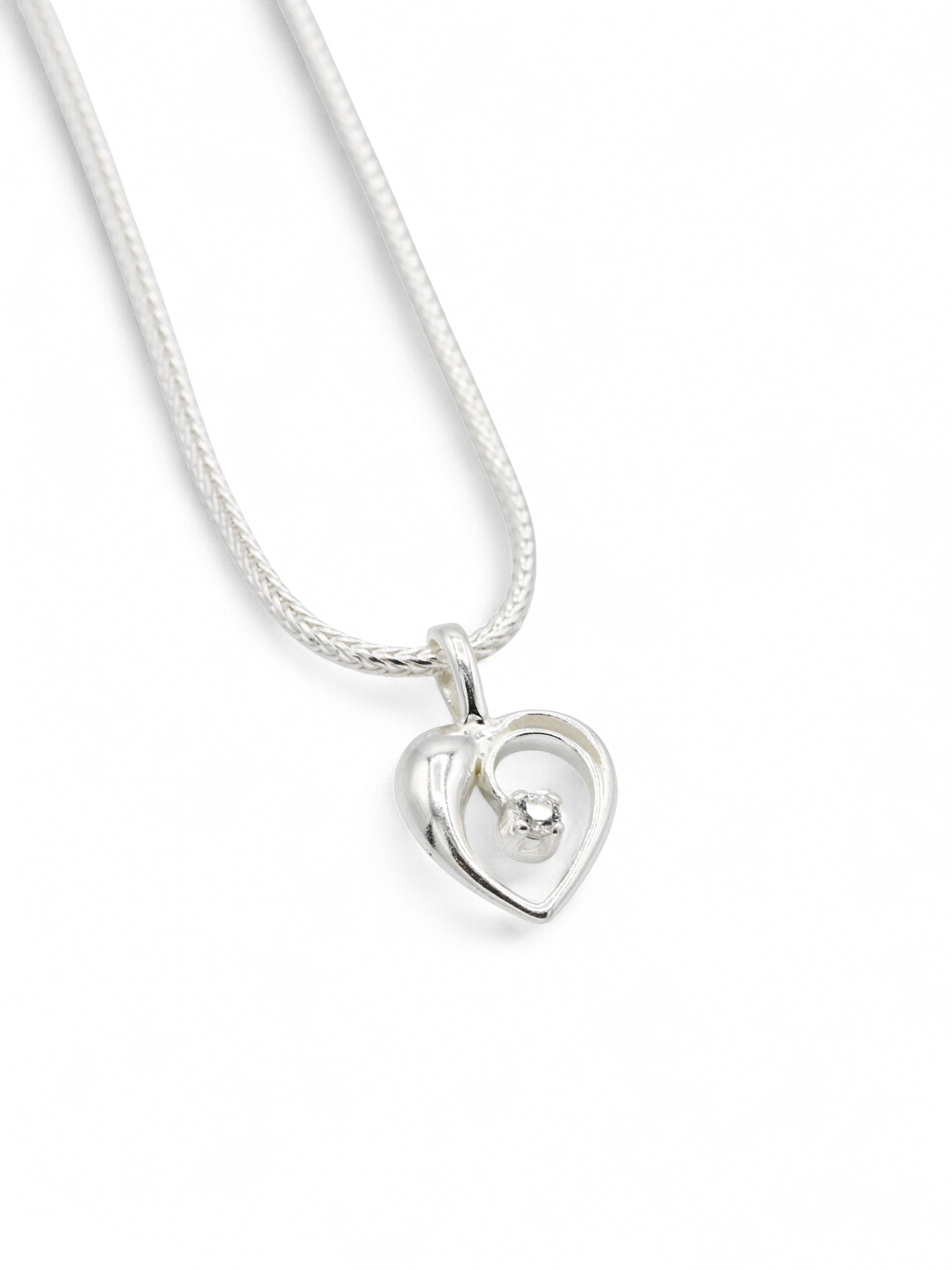 925 Sterling Silver CZ Heart Pendant - Roop Darshan