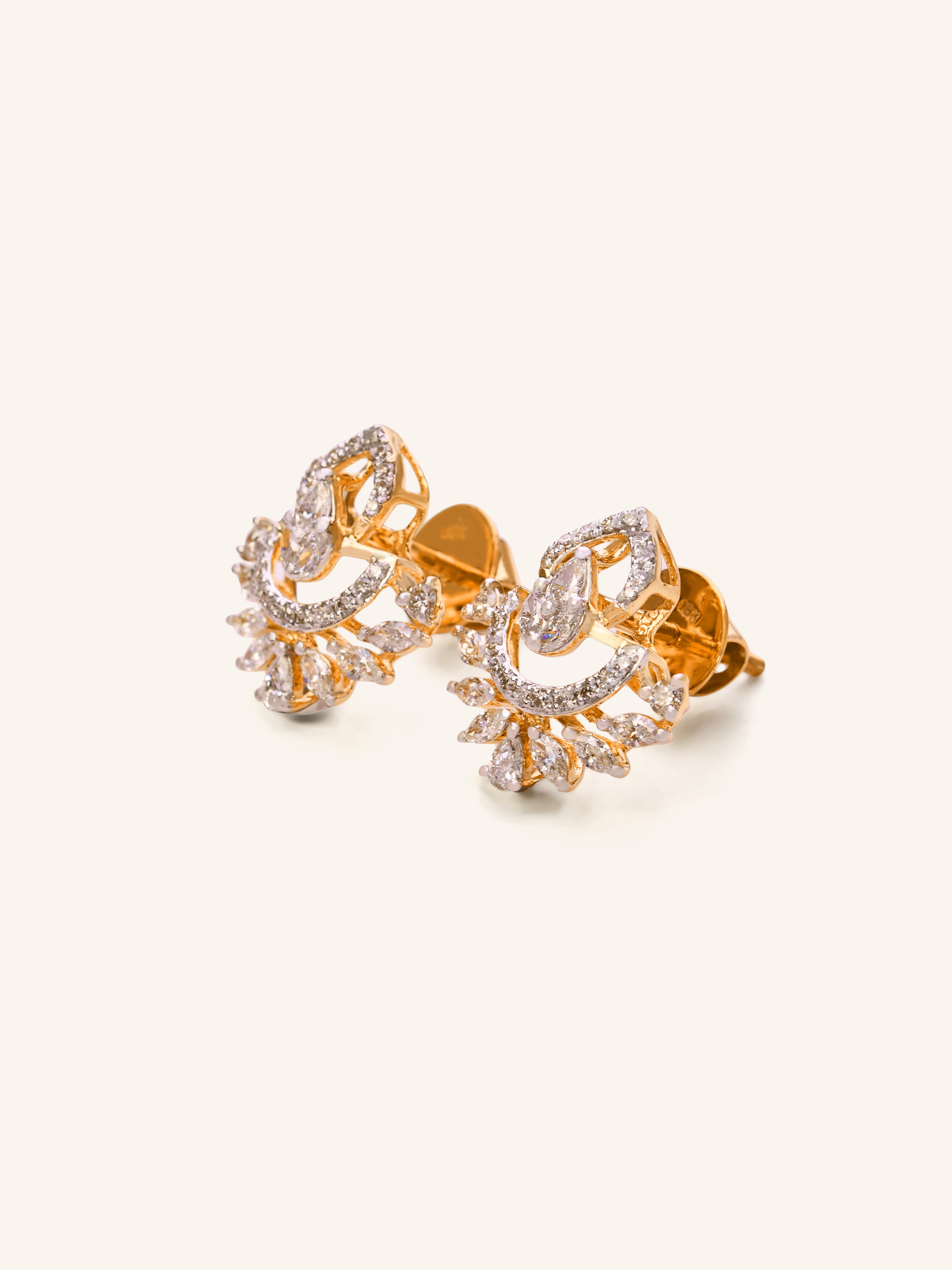 18ct Gold Diamond Stud Earrings - Roop Darshan
