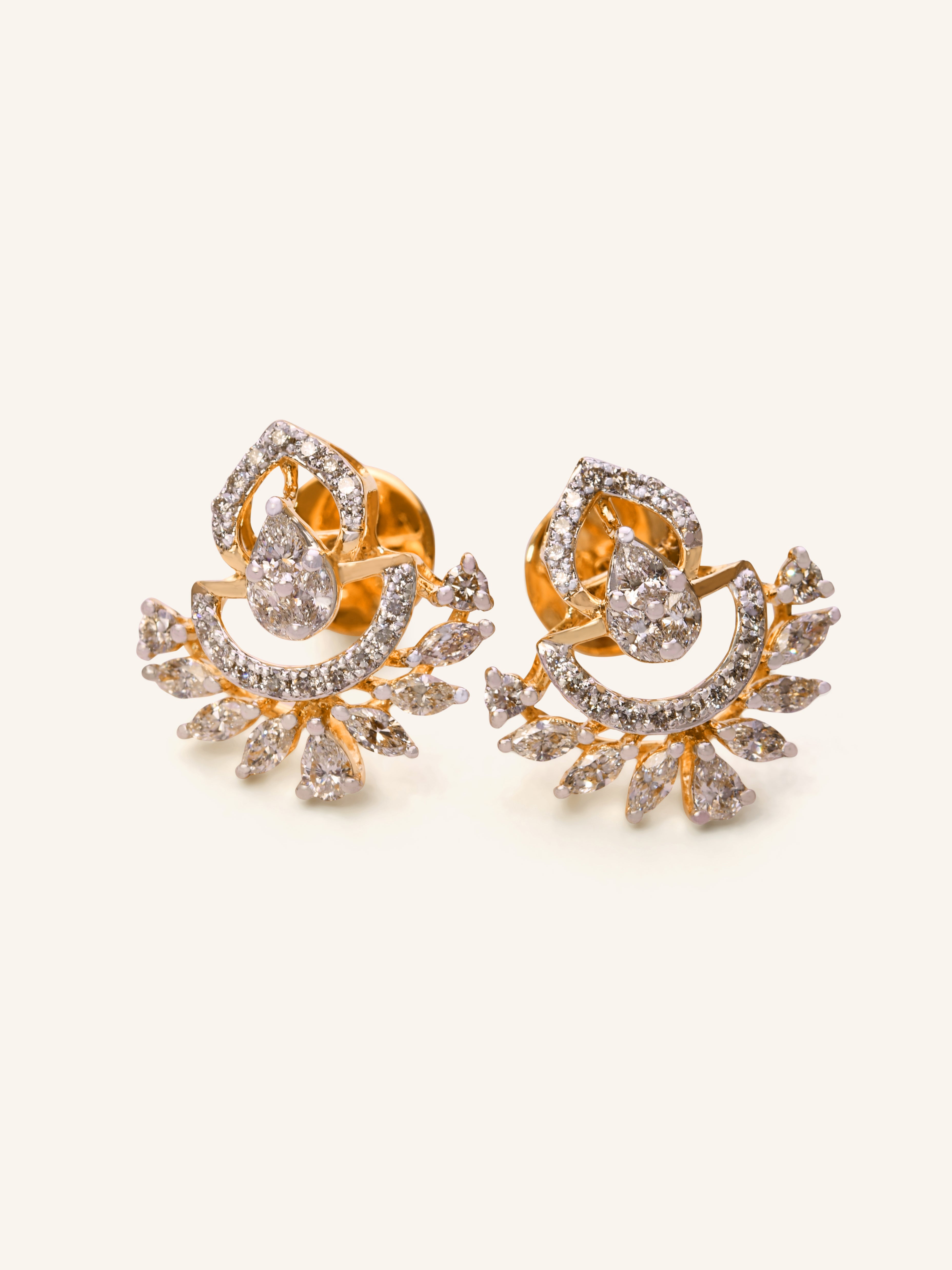 18ct Gold Diamond Stud Earrings - Roop Darshan