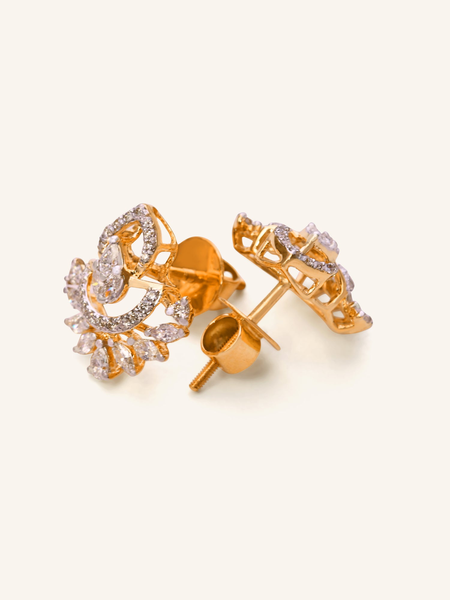 18ct Gold Diamond Stud Earrings - Roop Darshan