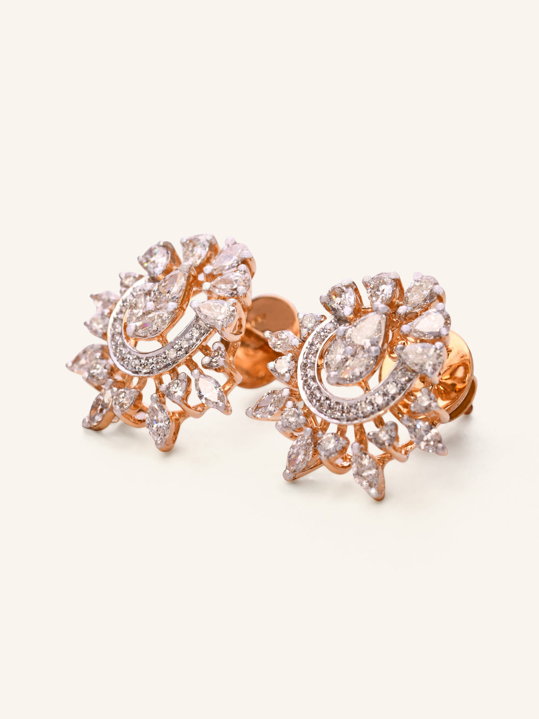 18ct Gold Diamond Stud Earrings - Roop Darshan