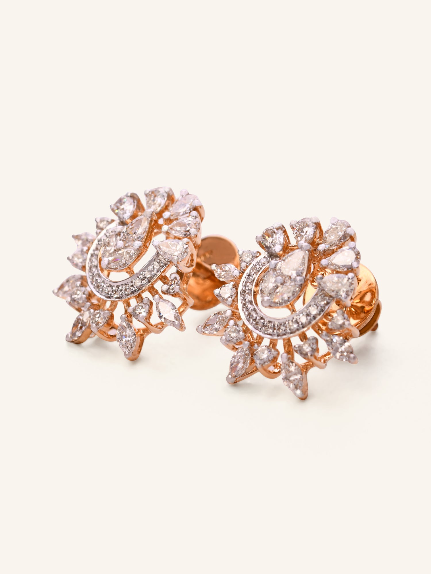 18ct Gold Diamond Stud Earrings - Roop Darshan