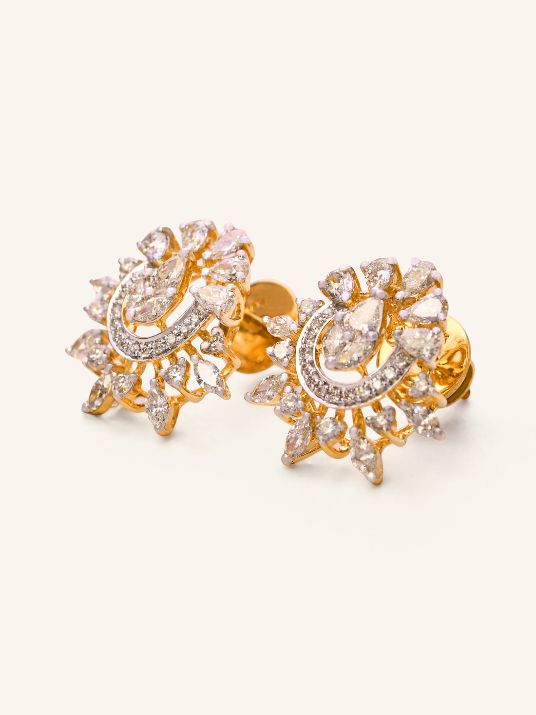 18ct Gold Diamond Stud Earrings - Roop Darshan