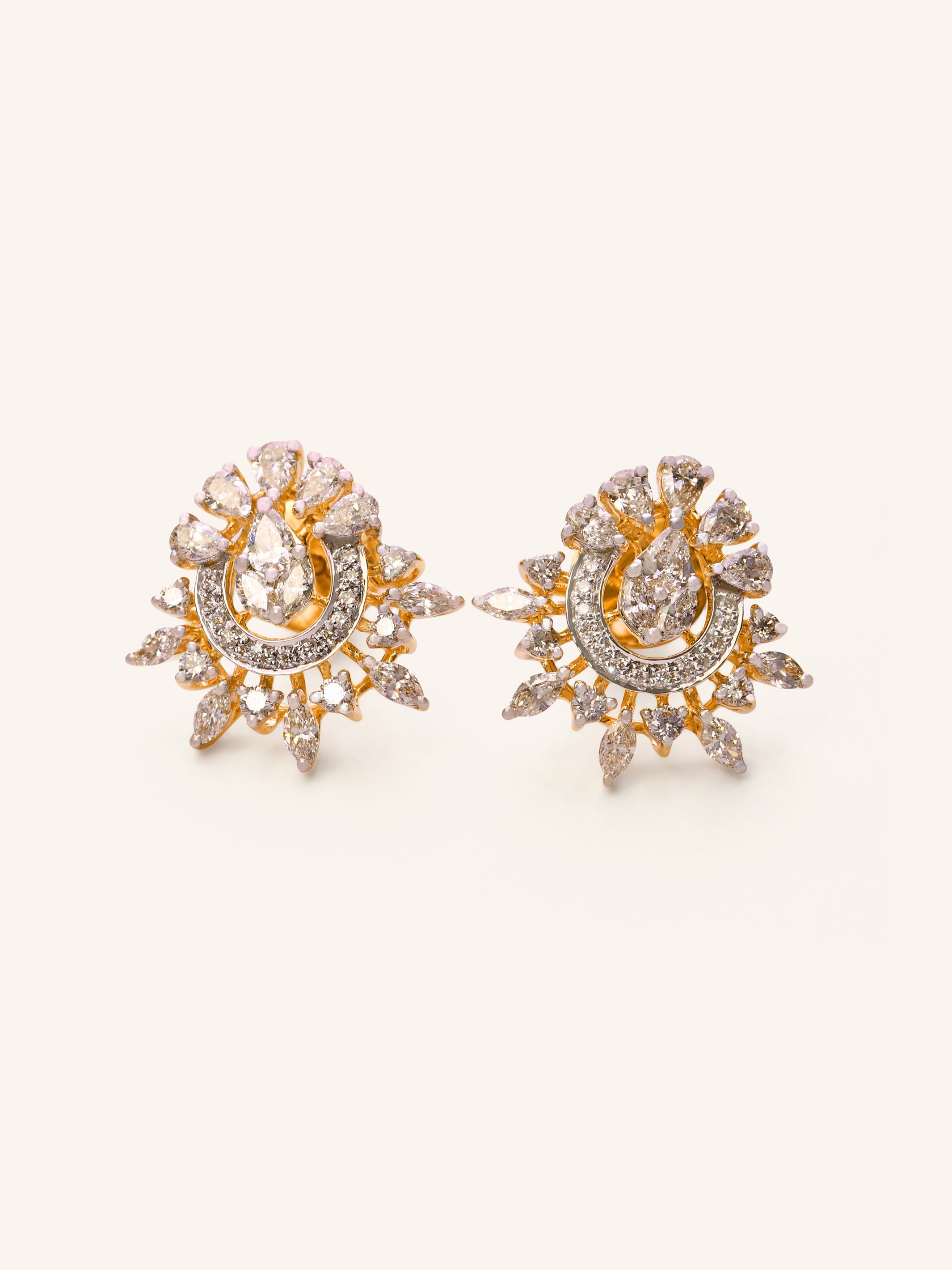 18ct Gold Diamond Stud Earrings - Roop Darshan