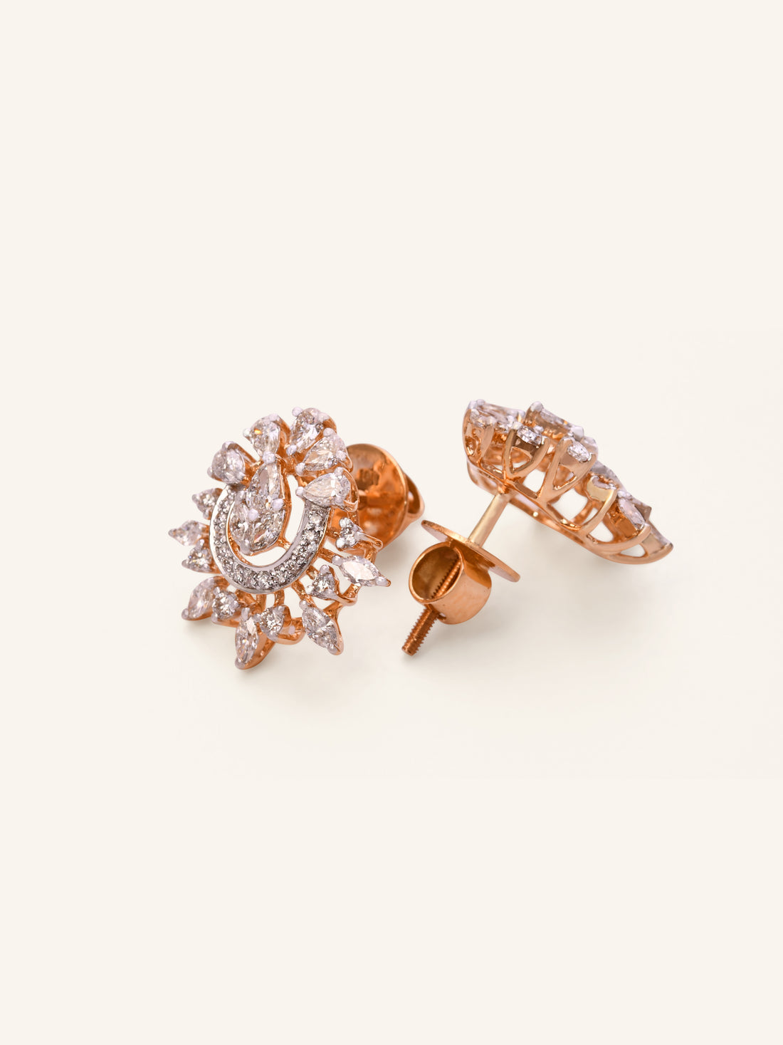 18ct Gold Diamond Stud Earrings - Roop Darshan