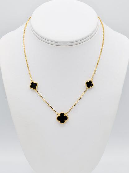 22ct Gold Black Flower Necklace Set
