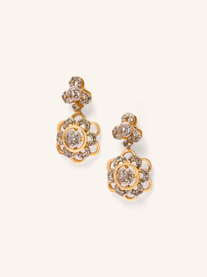 18ct Gold Diamond Hanging Earrings - Roop Darshan