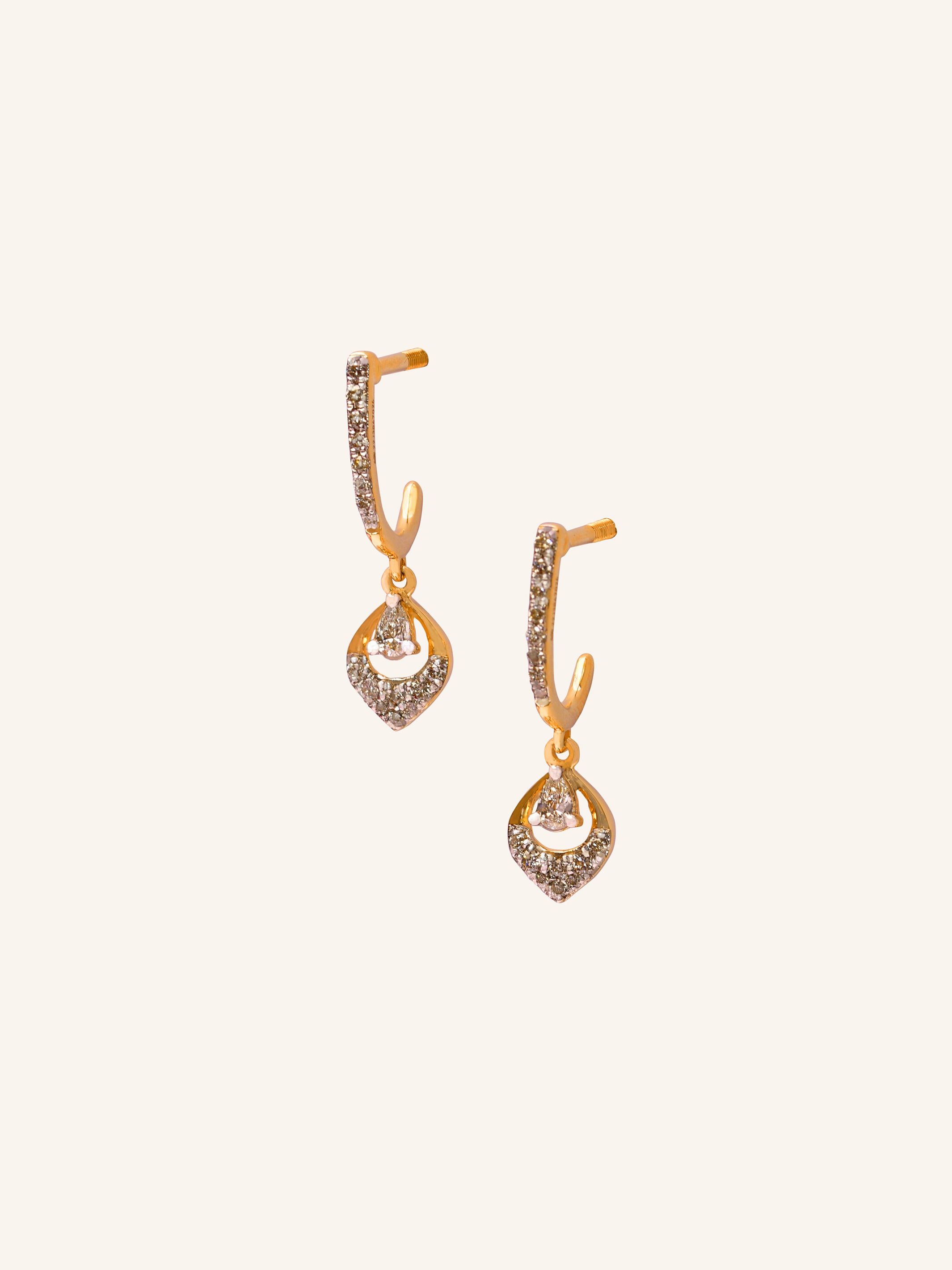 18ct Gold Diamond Hanging Earring - Roop Darshan