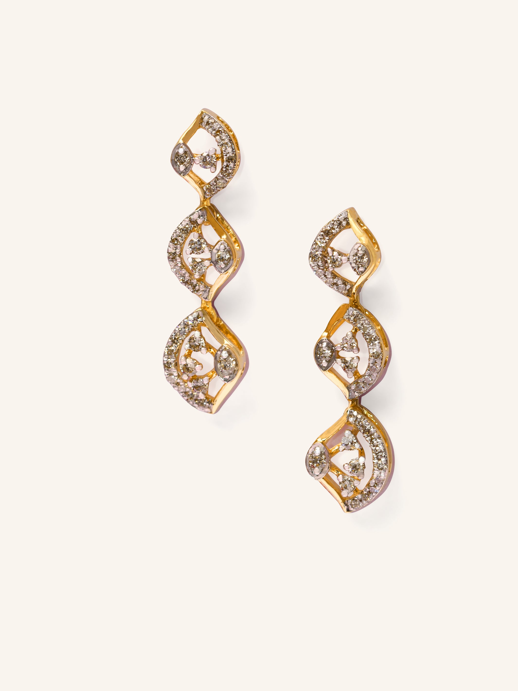 18ct Gold Diamond Hanging Earrings - Roop Darshan