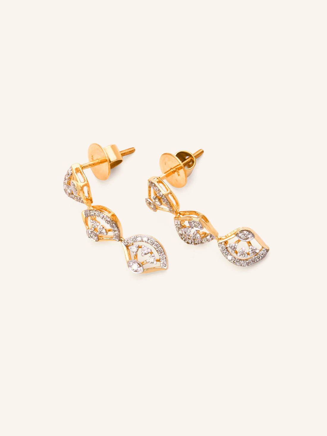 18ct Gold Diamond Hanging Earrings - Roop Darshan