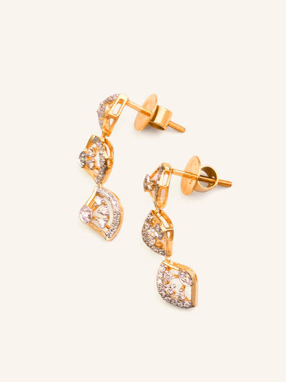 18ct Gold Diamond Hanging Earrings - Roop Darshan