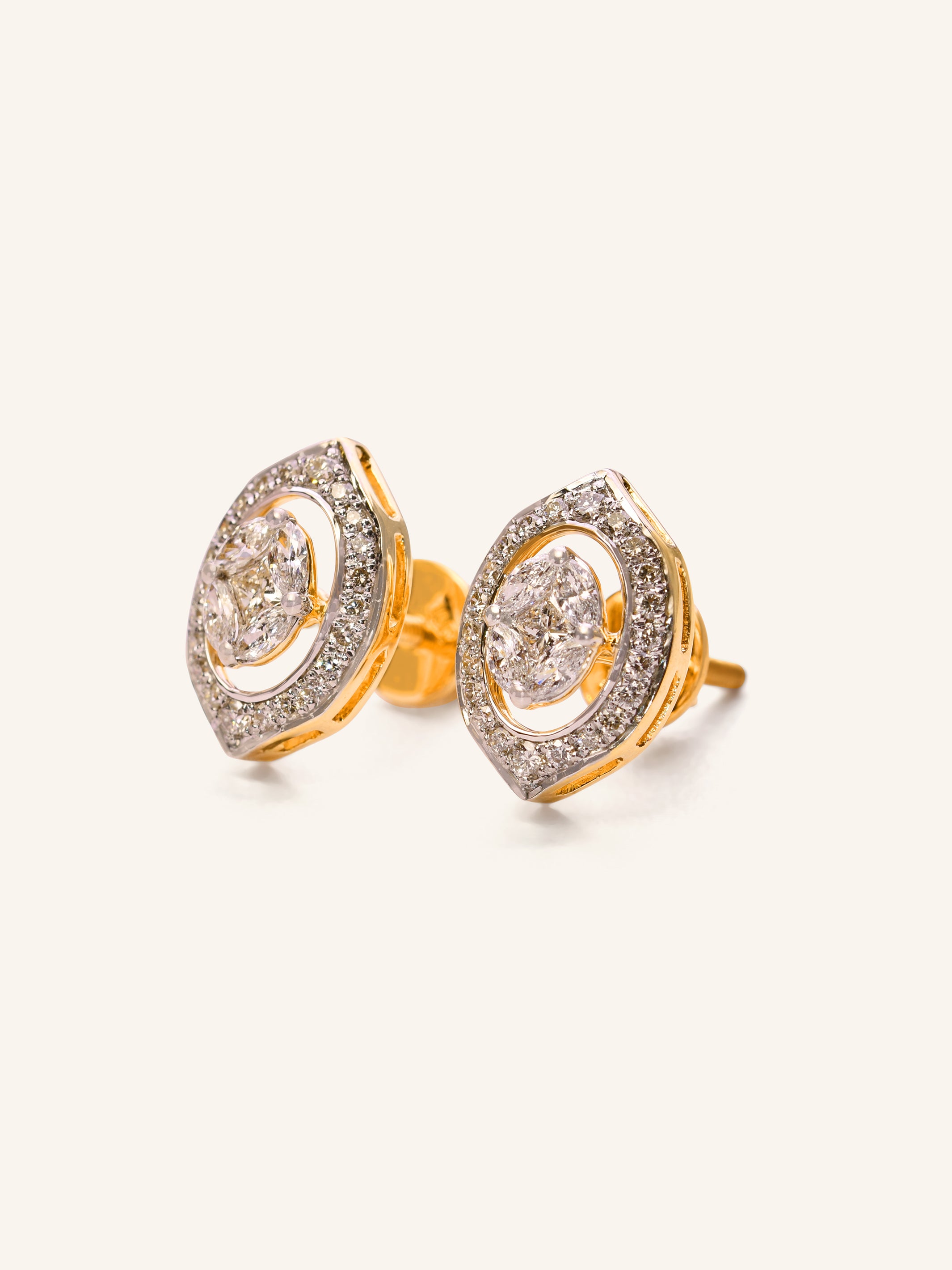 18ct Gold Diamond Stud Earrings - Roop Darshan