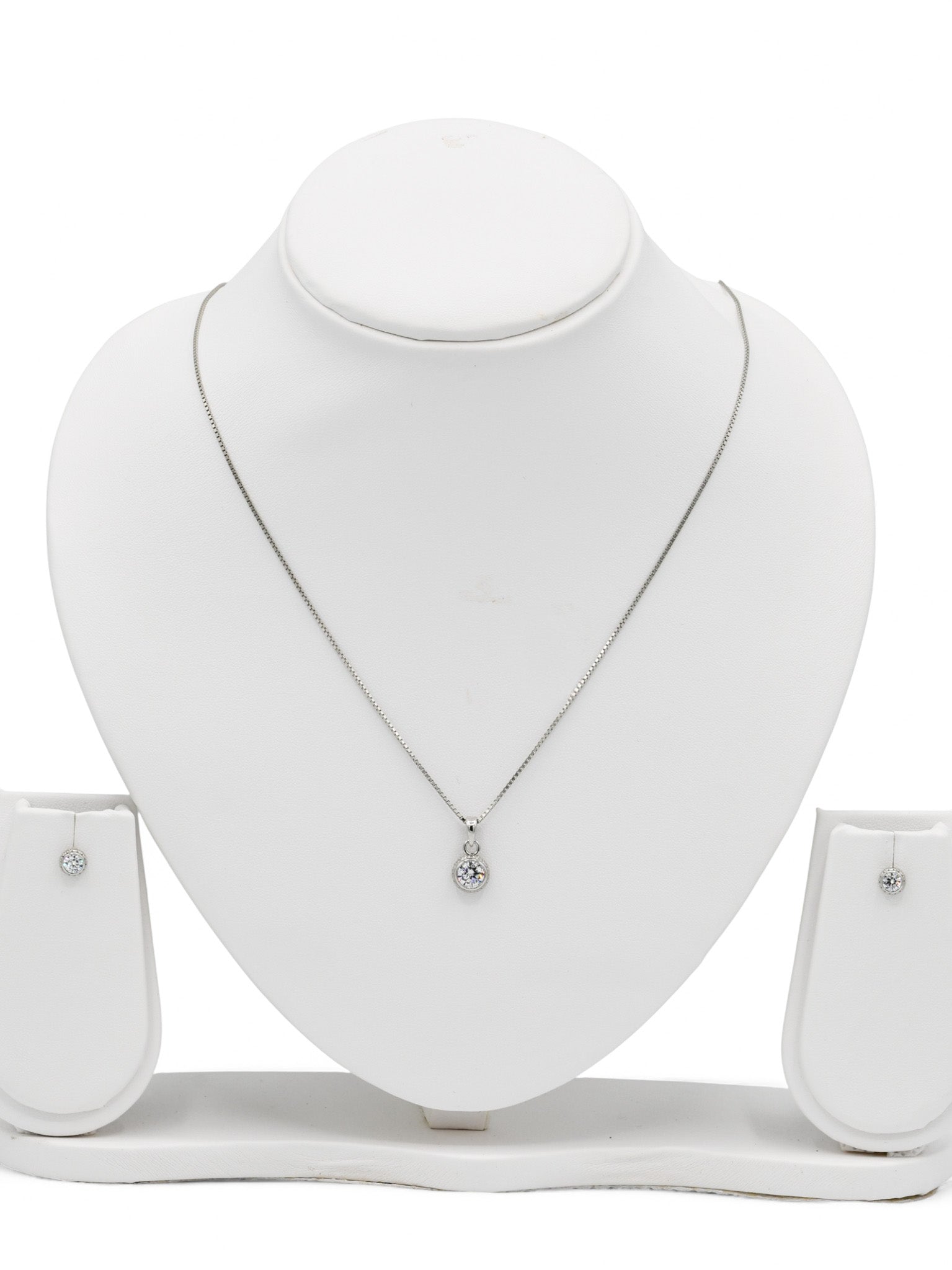 925 Sterling Silver CZ Necklace Set - Roop Darshan