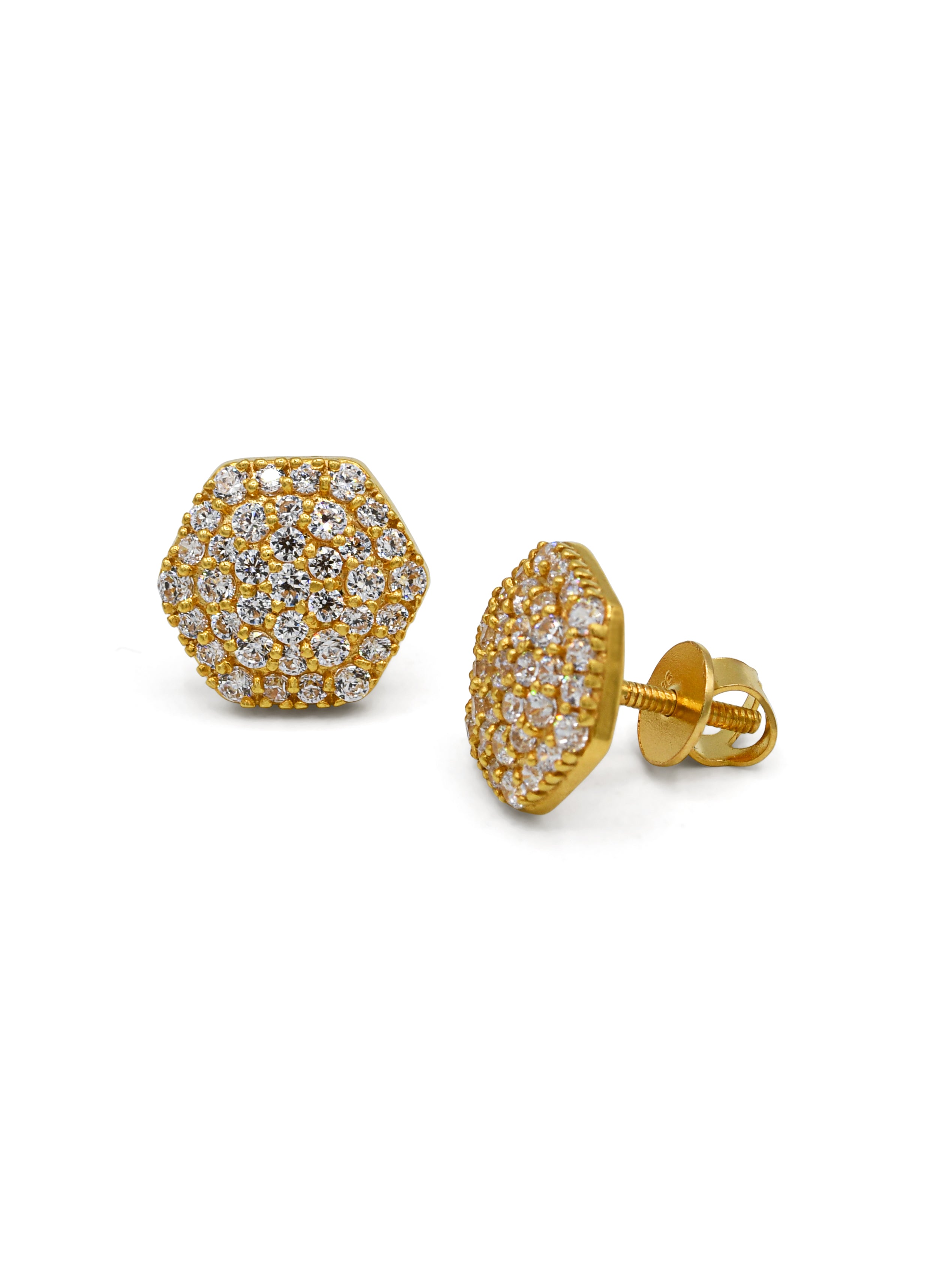22ct Gold CZ Stud Earrings - Roop Darshan