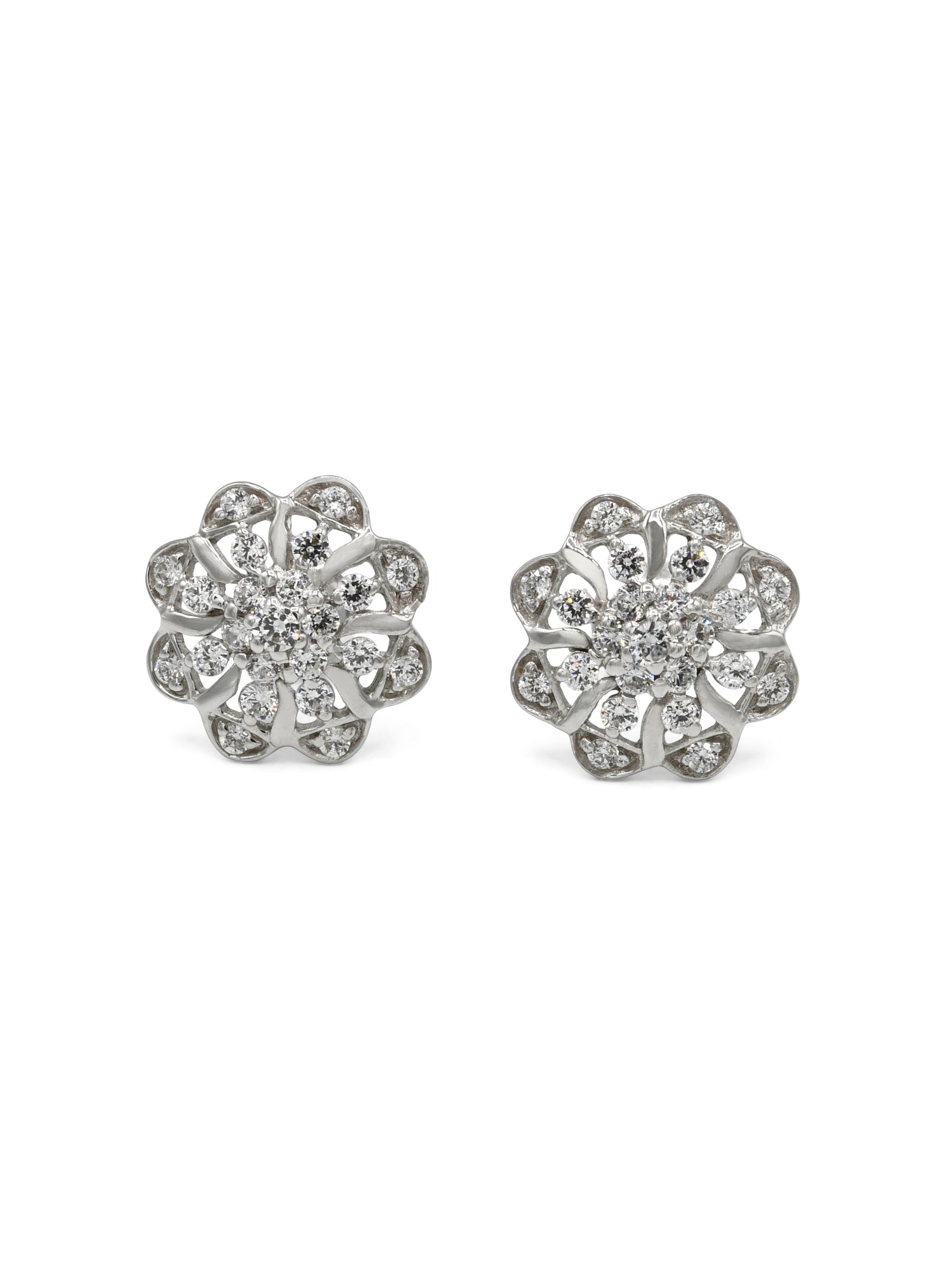 18ct Full White Gold CZ Stud Earrings