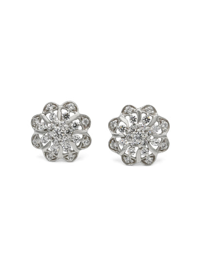 18ct Full White Gold CZ Stud Earrings