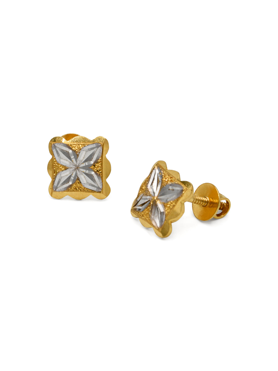 22ct Gold Two Tone Stud Earrings