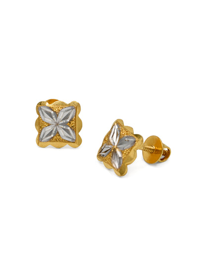 22ct Gold Two Tone Stud Earrings