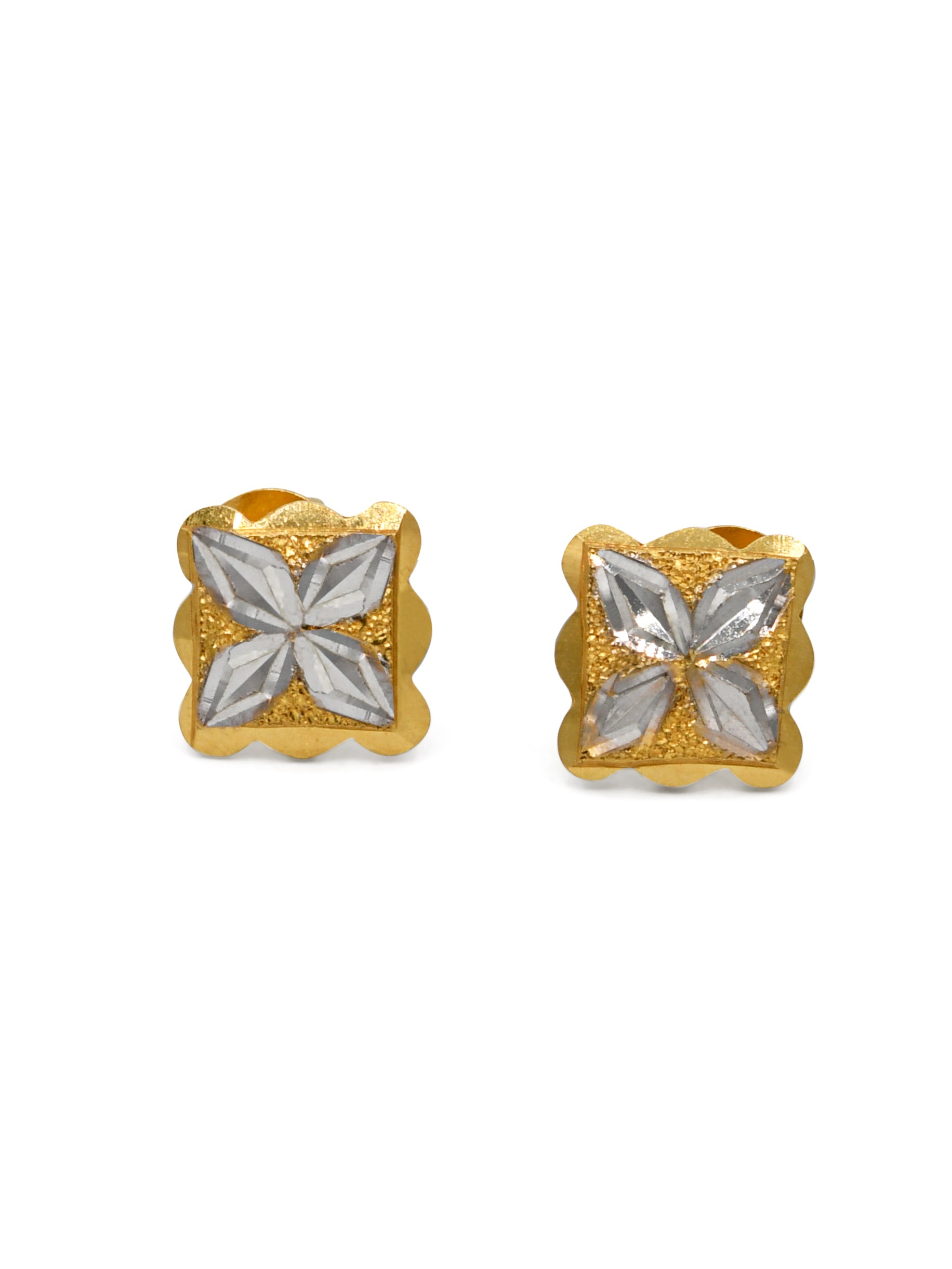 22ct Gold Two Tone Stud Earrings