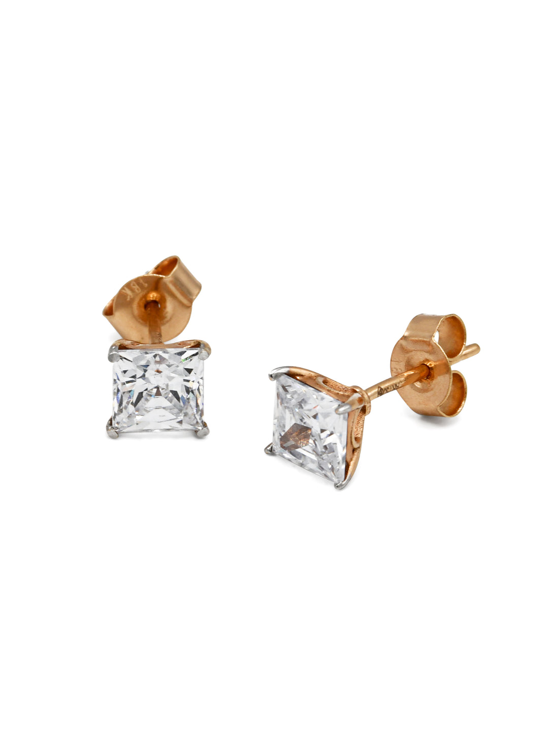 18ct Rose Gold CZ Stud Earrings