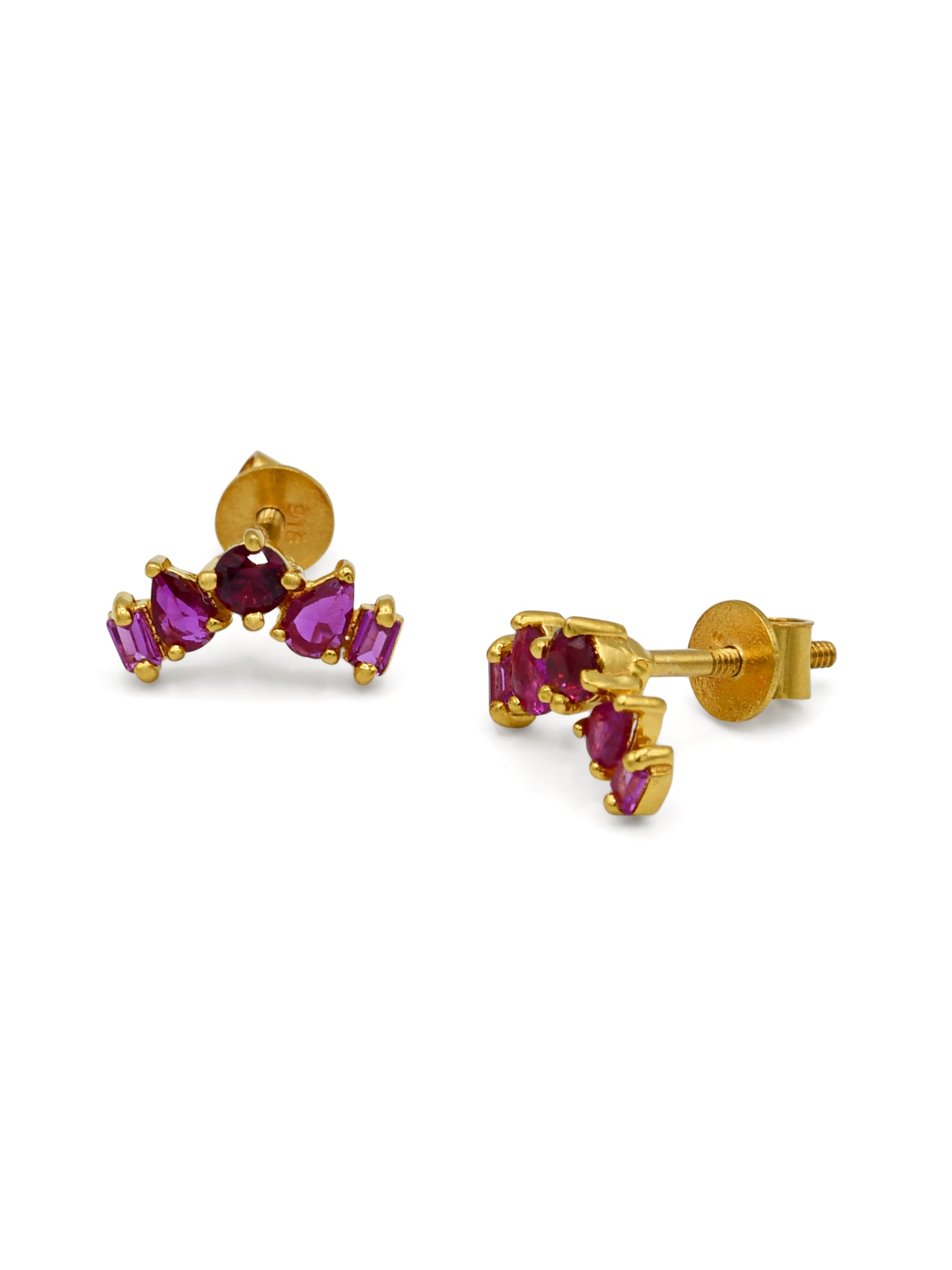 22ct Gold Pink CZ Stud Earrings