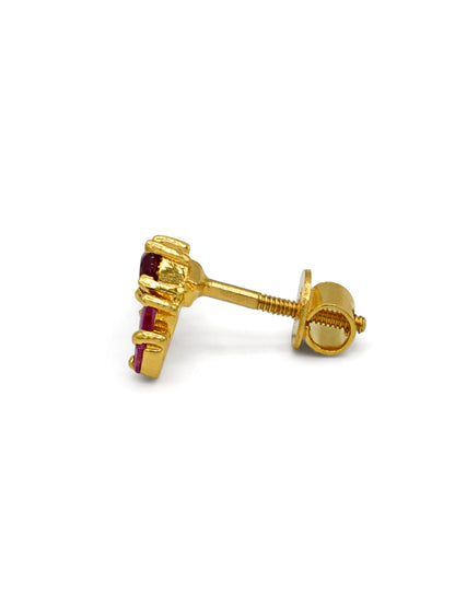 22ct Gold Pink CZ Stud Earrings