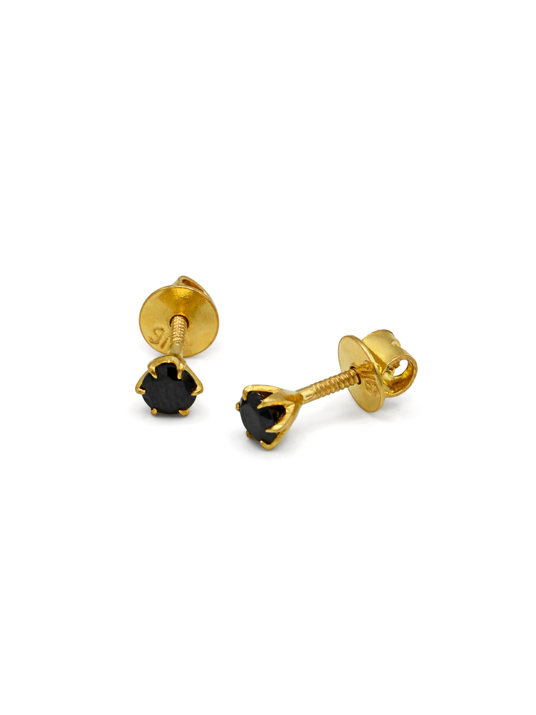 22ct Gold Black CZ Stud Earrings