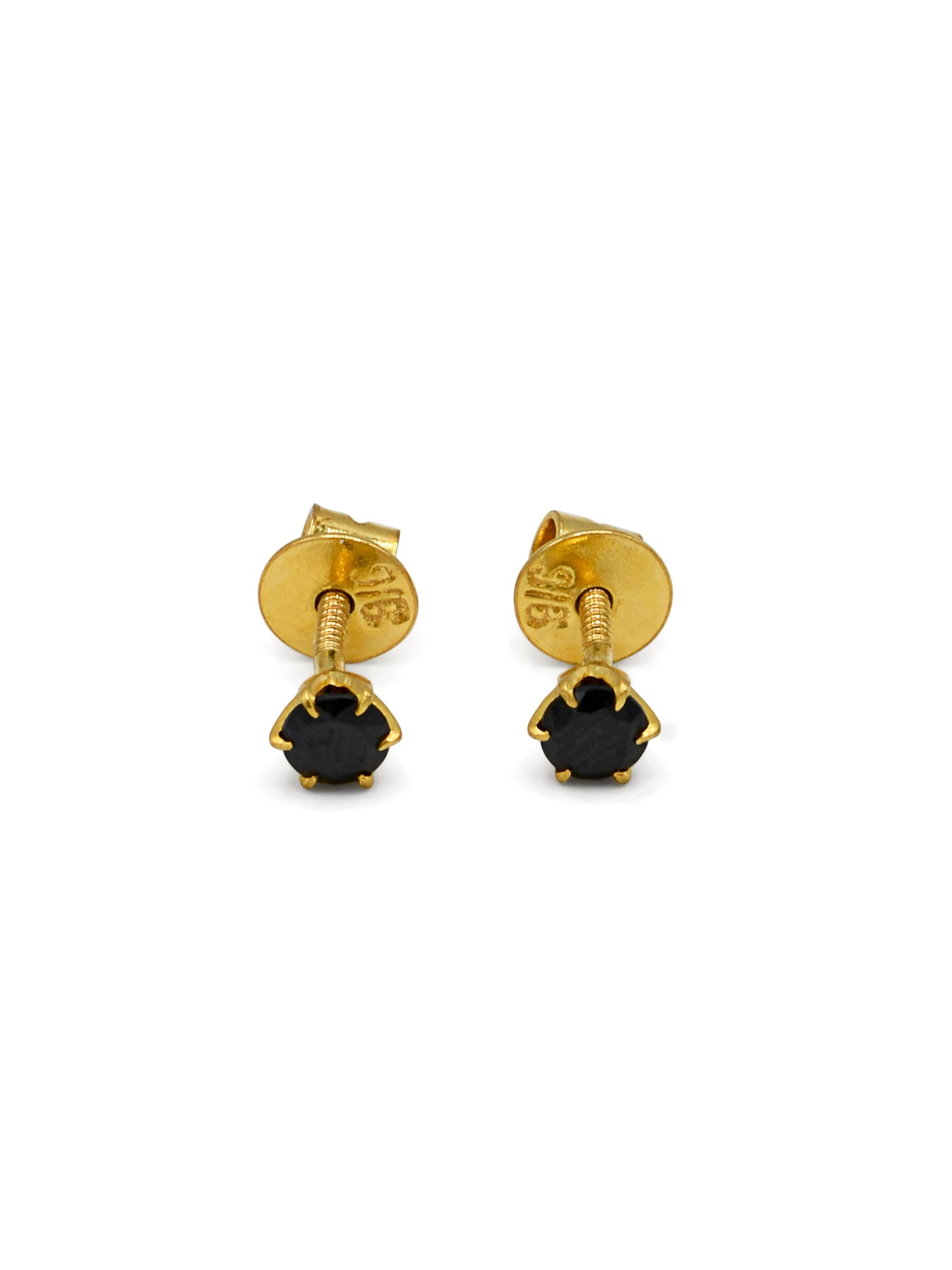 22ct Gold Black CZ Stud Earrings
