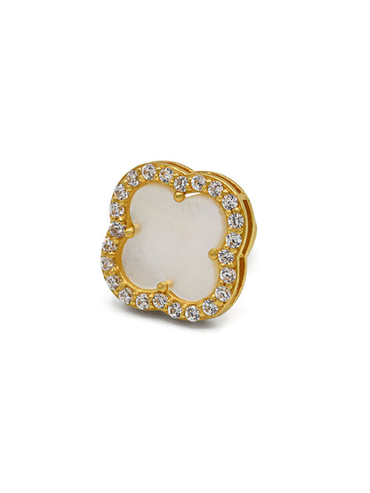 22ct Gold CZ Pearl Stud Earrings