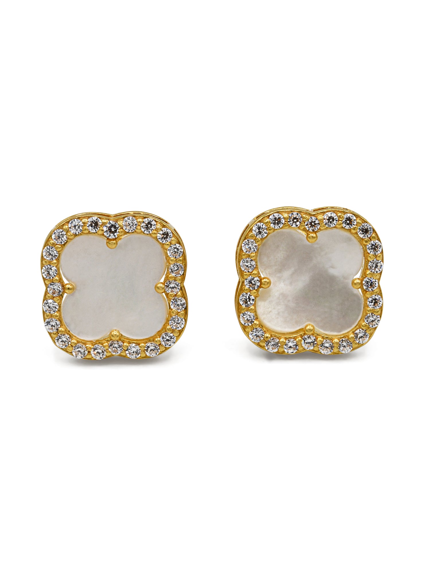 22ct Gold CZ Pearl Stud Earrings
