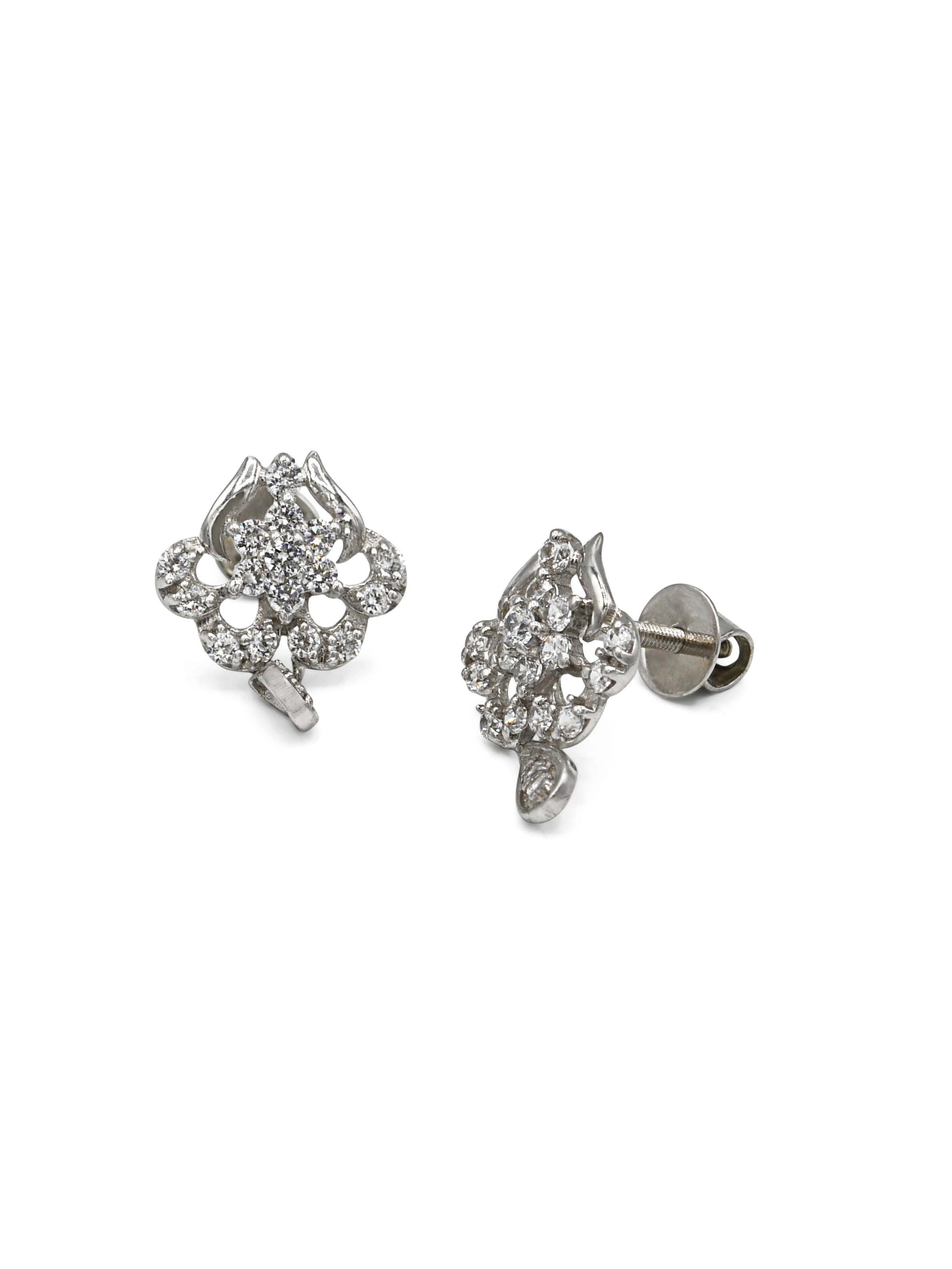 18ct Full White Gold CZ Stud Earrings