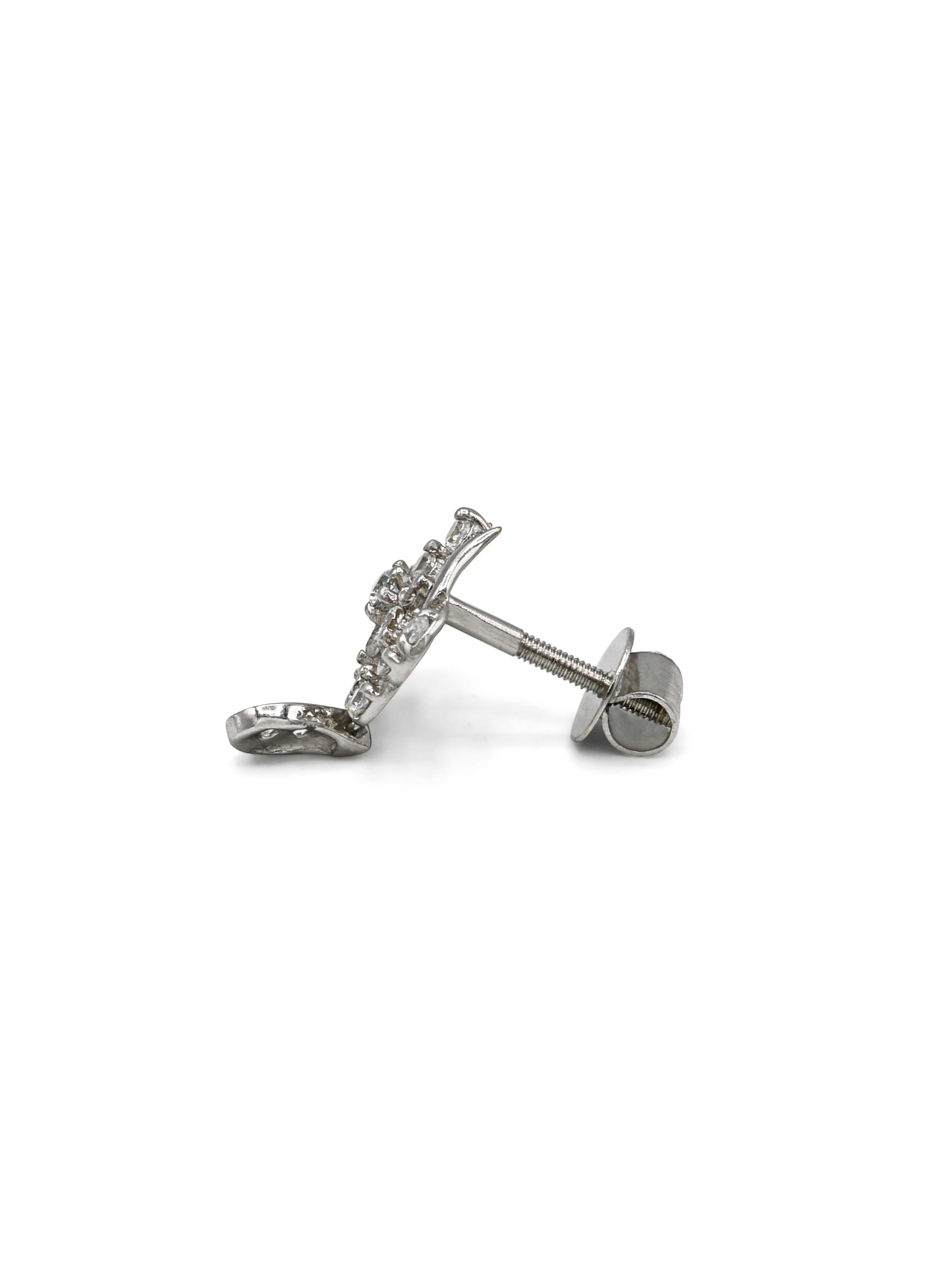 18ct Full White Gold CZ Stud Earrings