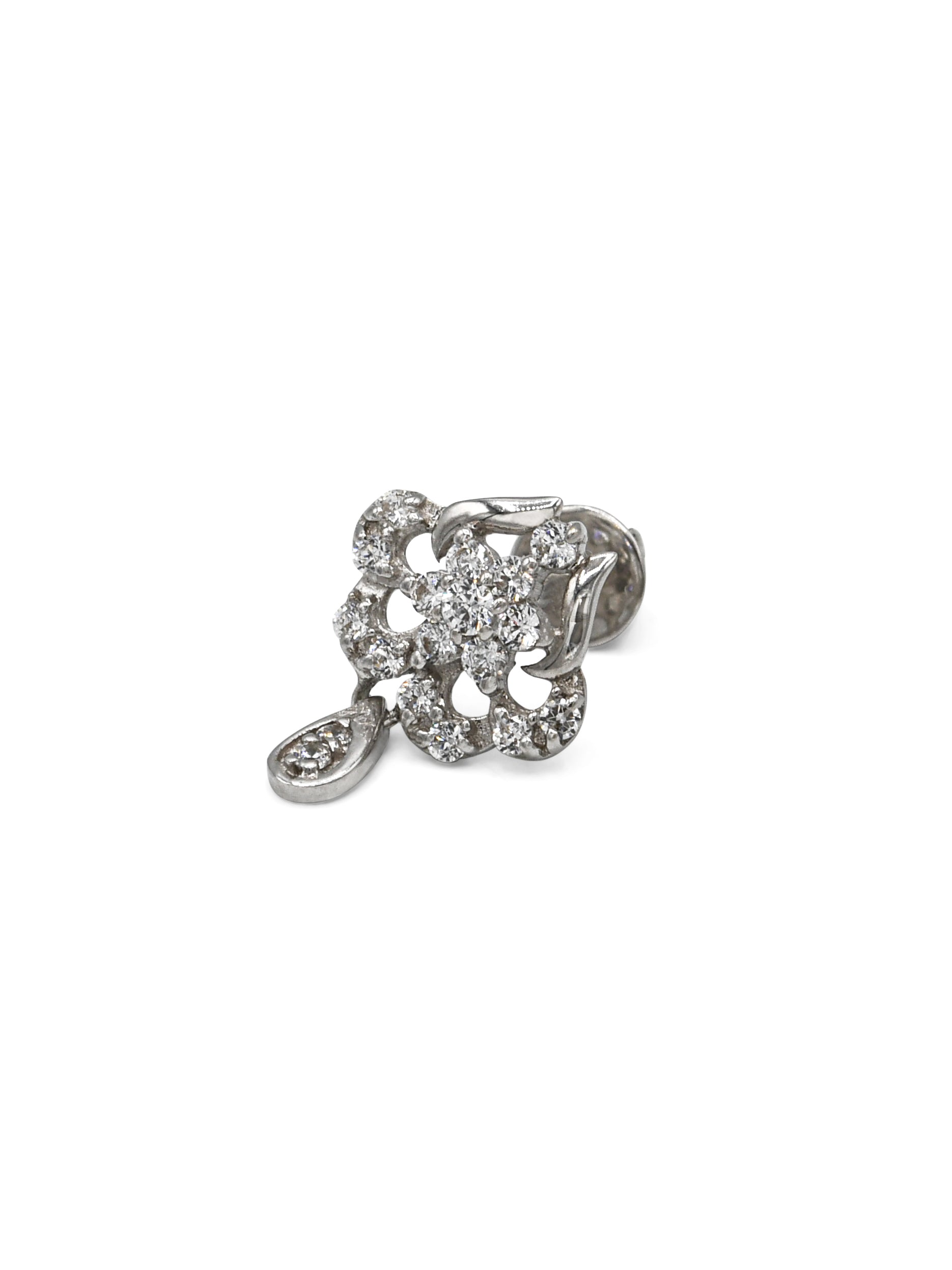 18ct Full White Gold CZ Stud Earrings