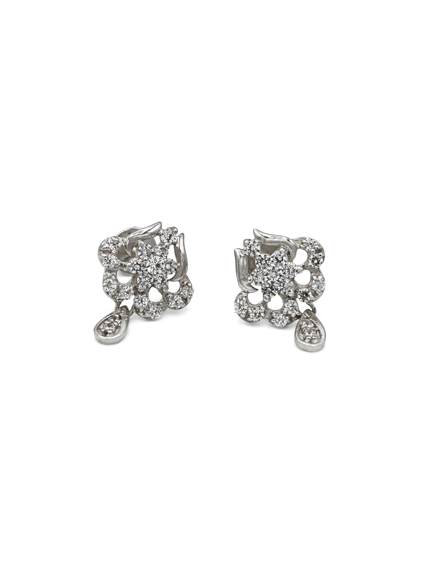 18ct Full White Gold CZ Stud Earrings