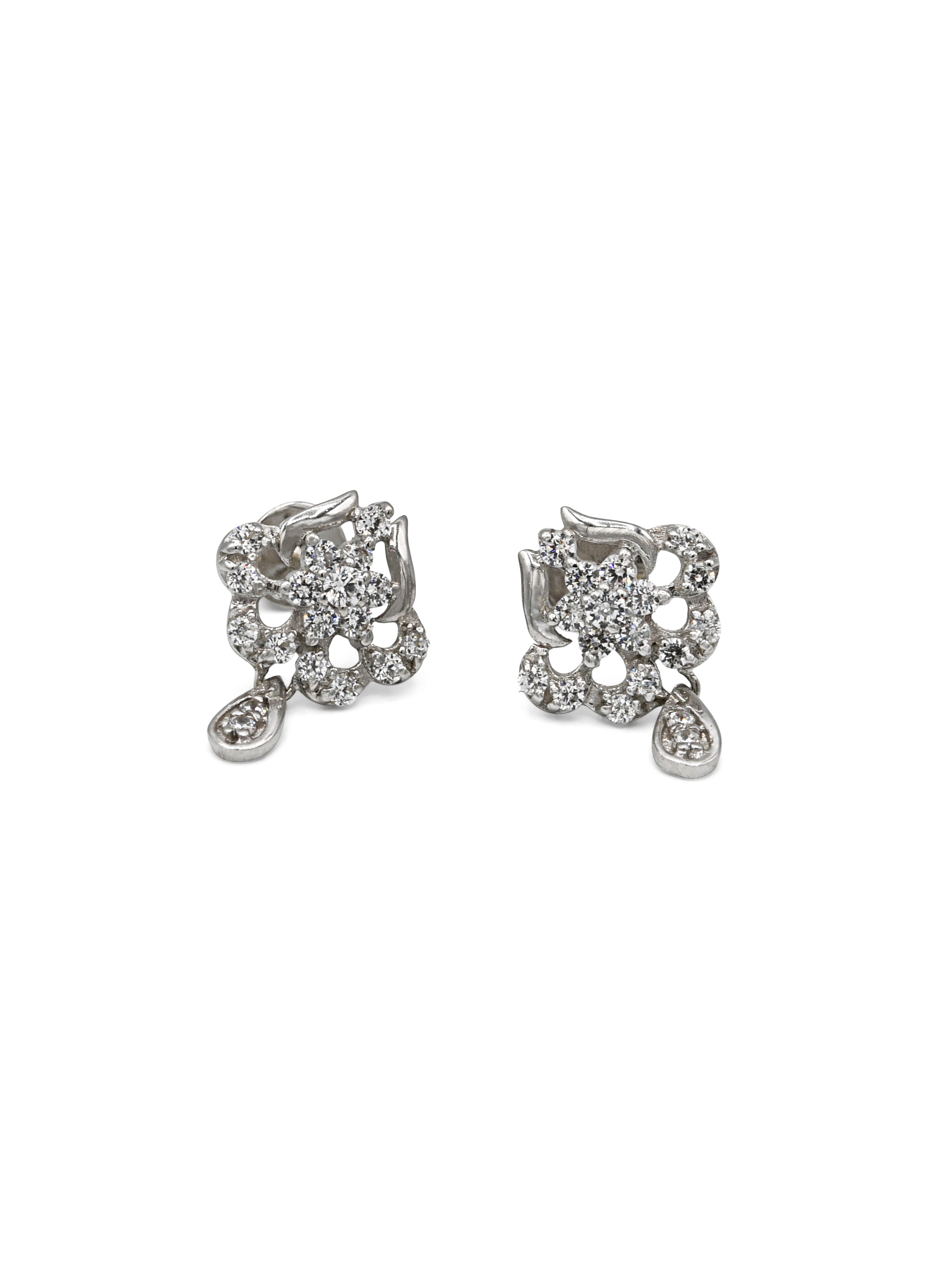 18ct Full White Gold CZ Stud Earrings