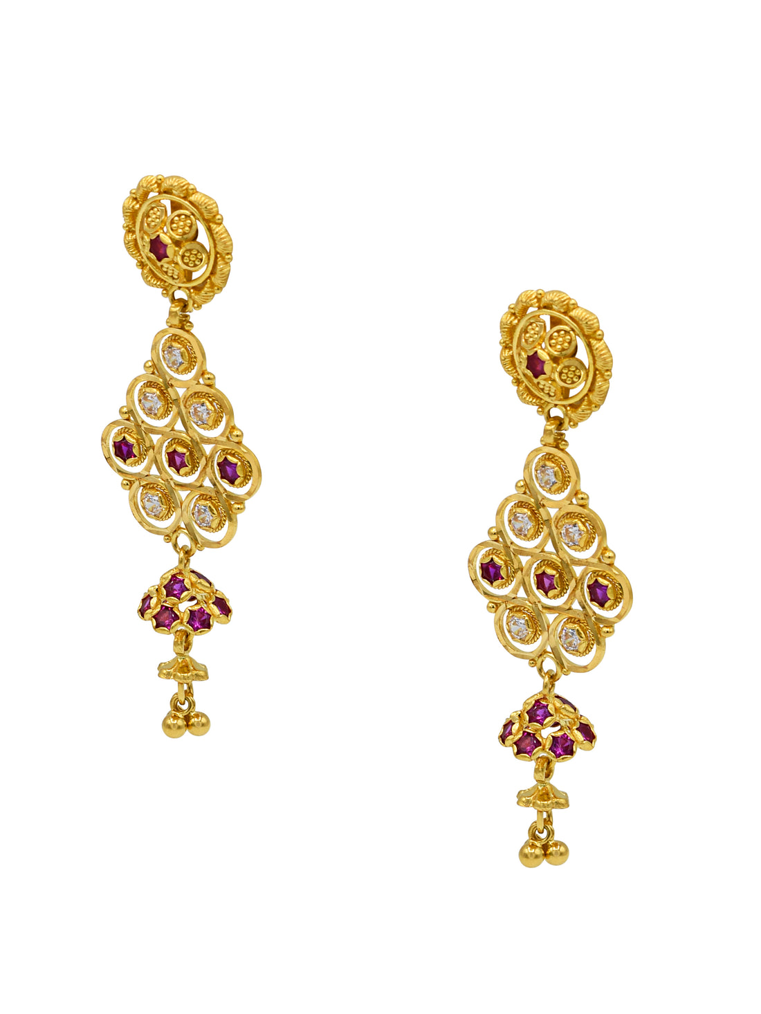 22ct Gold Pink CZ Earrings