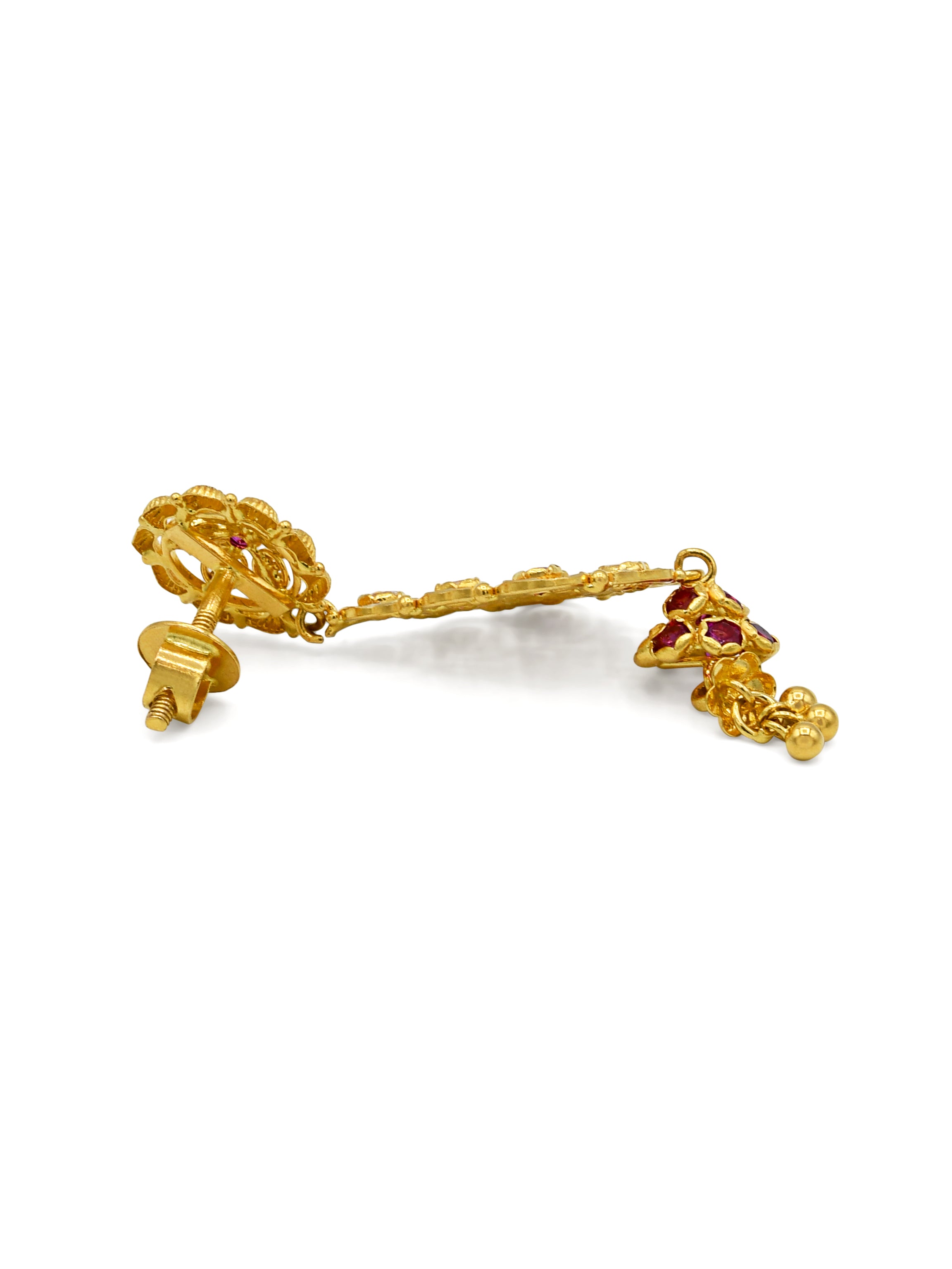 22ct Gold Pink CZ Earrings - Roop Darshan
